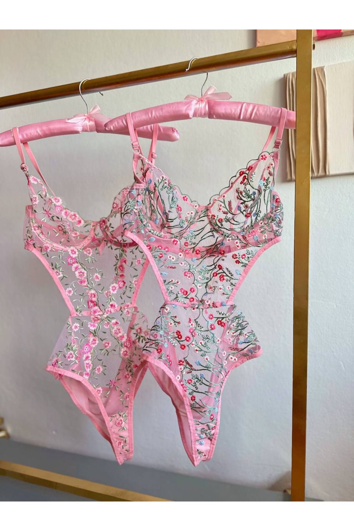 FREZYA UNDERWEAR PİNK FLORAL BODYSUİT