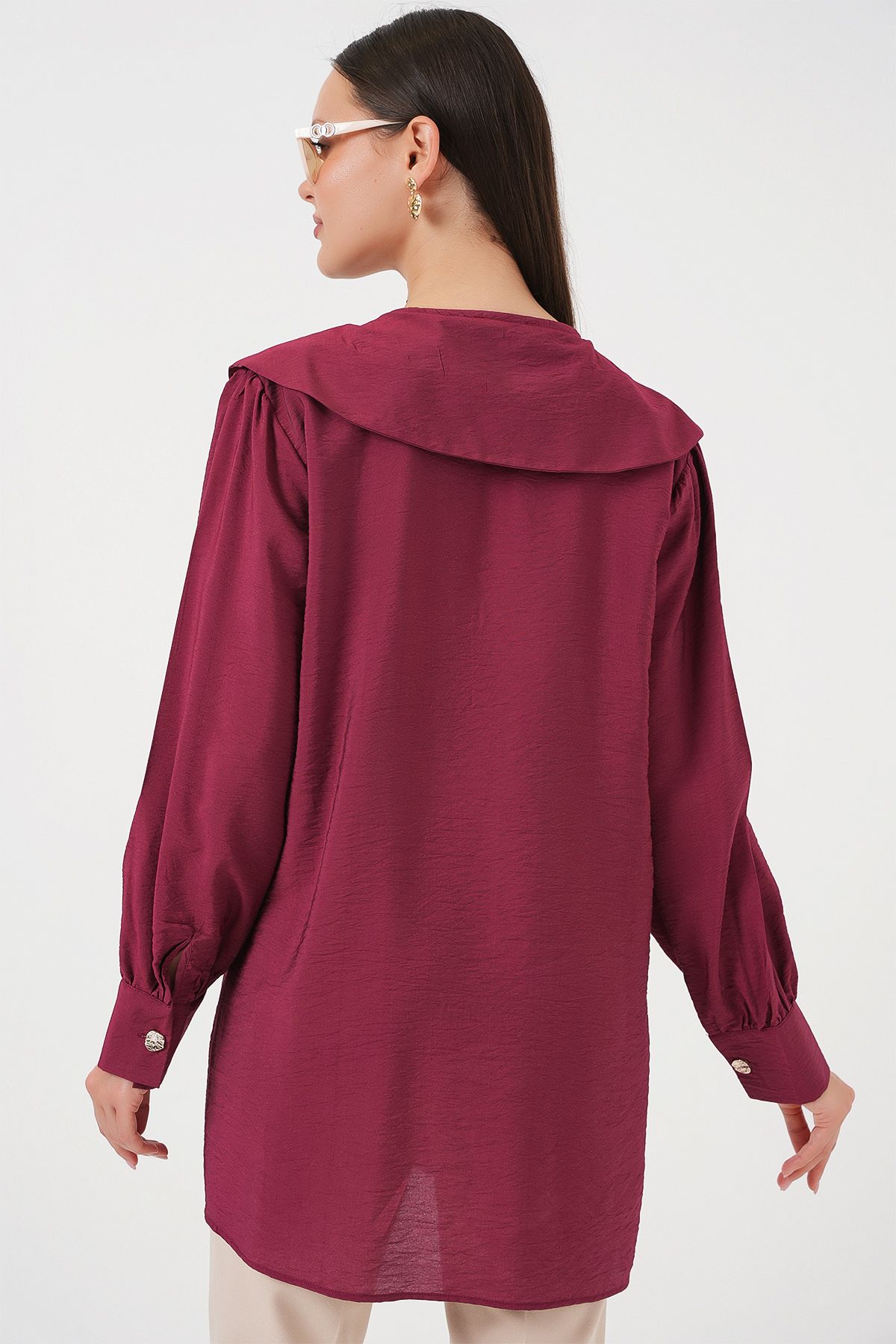 Bigdart-Γυναικείος γιακάς μωρού Long Tunic 5967 - Claret Red 6
