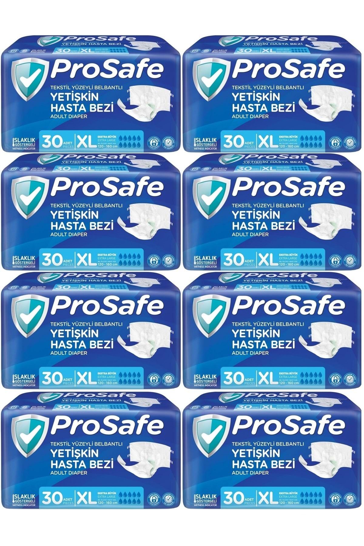 PROSAFE Hasta Bezi Yetişkin Bel Bantlı Tekstil Yüzey XL-Extra Large Boy 240 Adet (8PK*30)