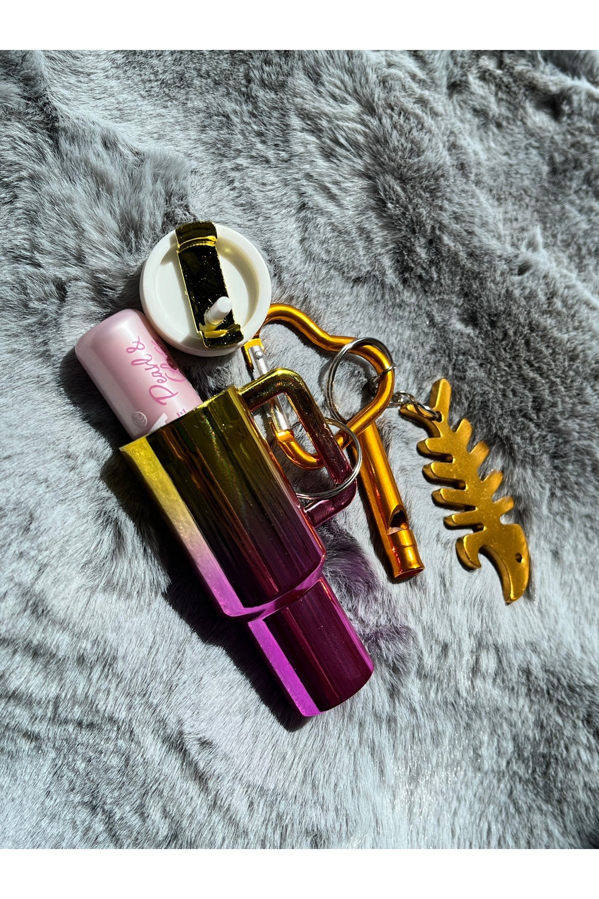 ZephiaStore Termos Tasarımlı Lip Balm Kutusu, Gazoz Açacağı ve Düdük Anahtarlık