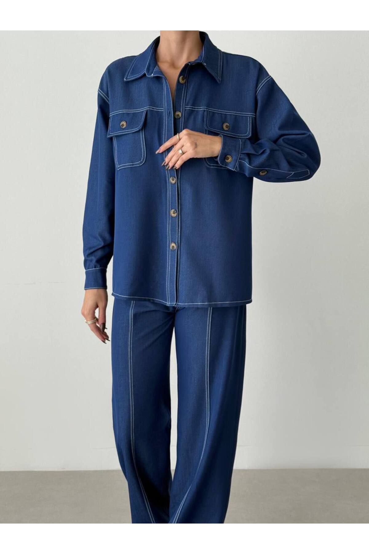 Misscix Official Oversize Gömlek & Düz Paça Pantolon Denim Takım