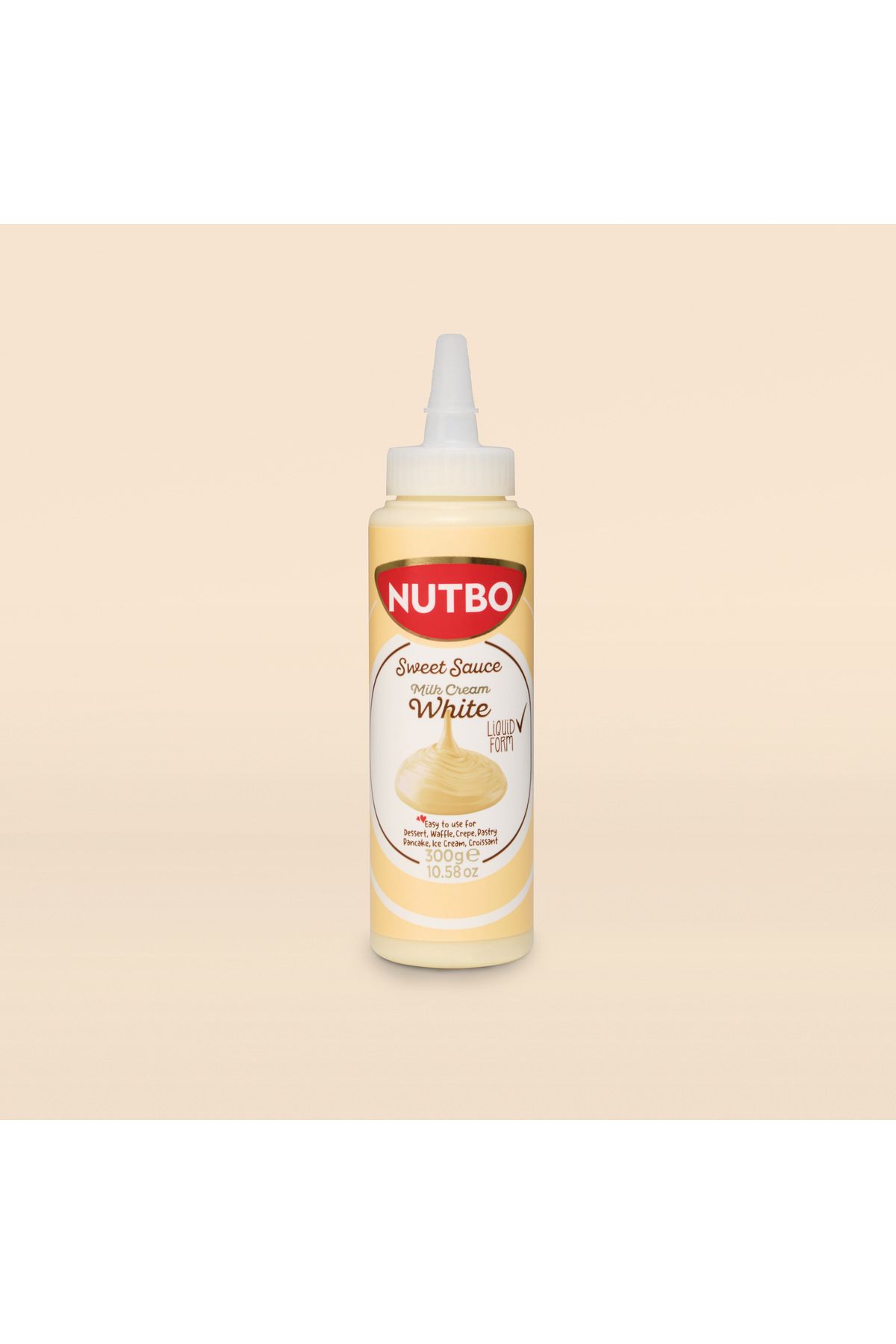 NUTBO Tatlı Sos Beyaz- Waffle& Krep& Pankek& Churros& San Sebastian& Kruvasan& Dondurma Sos 300 gr