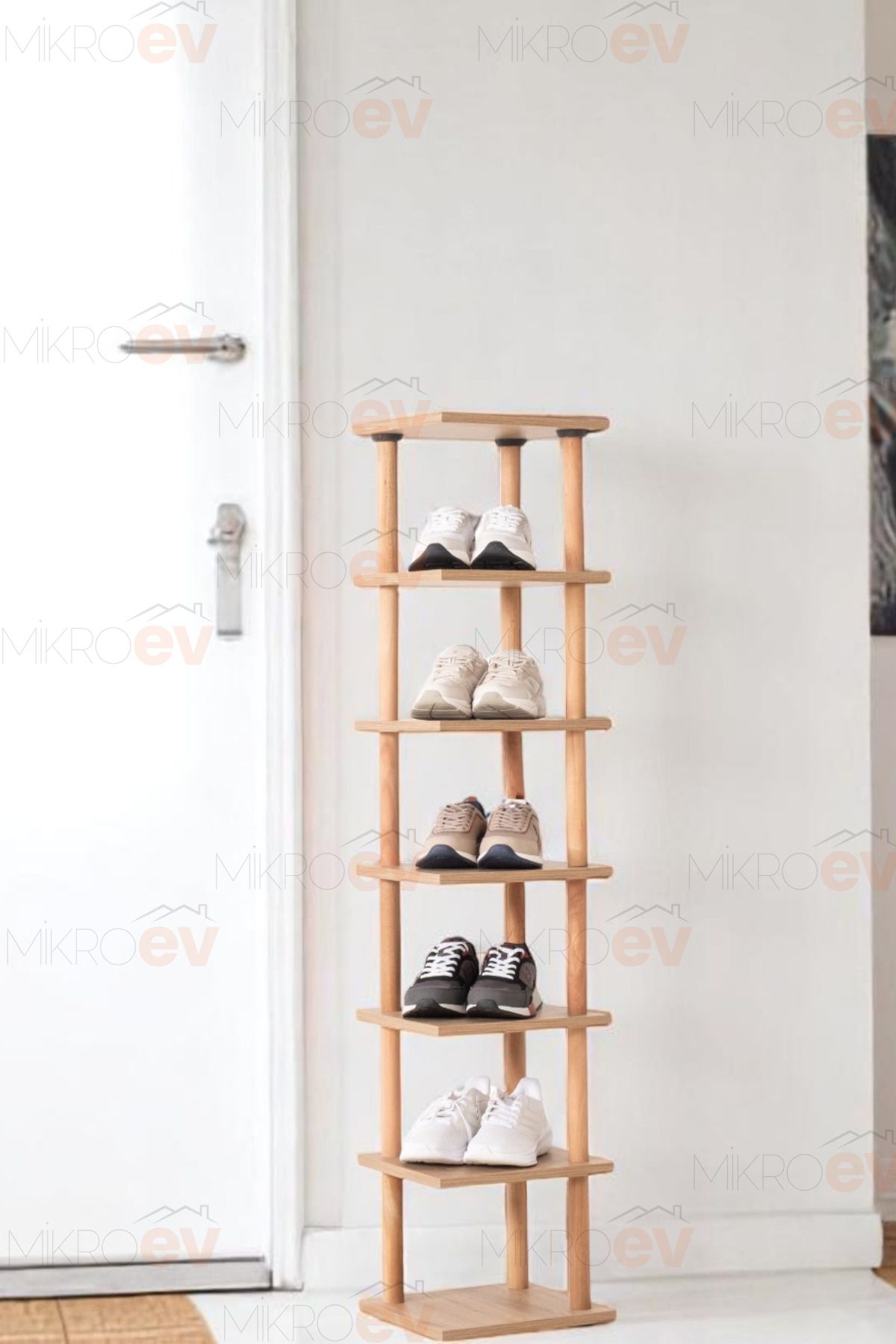 MikroEv Pia Ceviz Çok Amaçlı Köşe Ayakkabılık 33*30