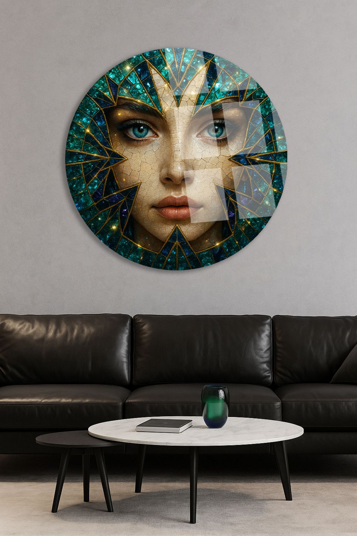 TAULART Renkli Kristal Taş Efektli Modern Kadın Figürü Kırılmaz Cam Tablo Modern Tablo Lüks Hediye