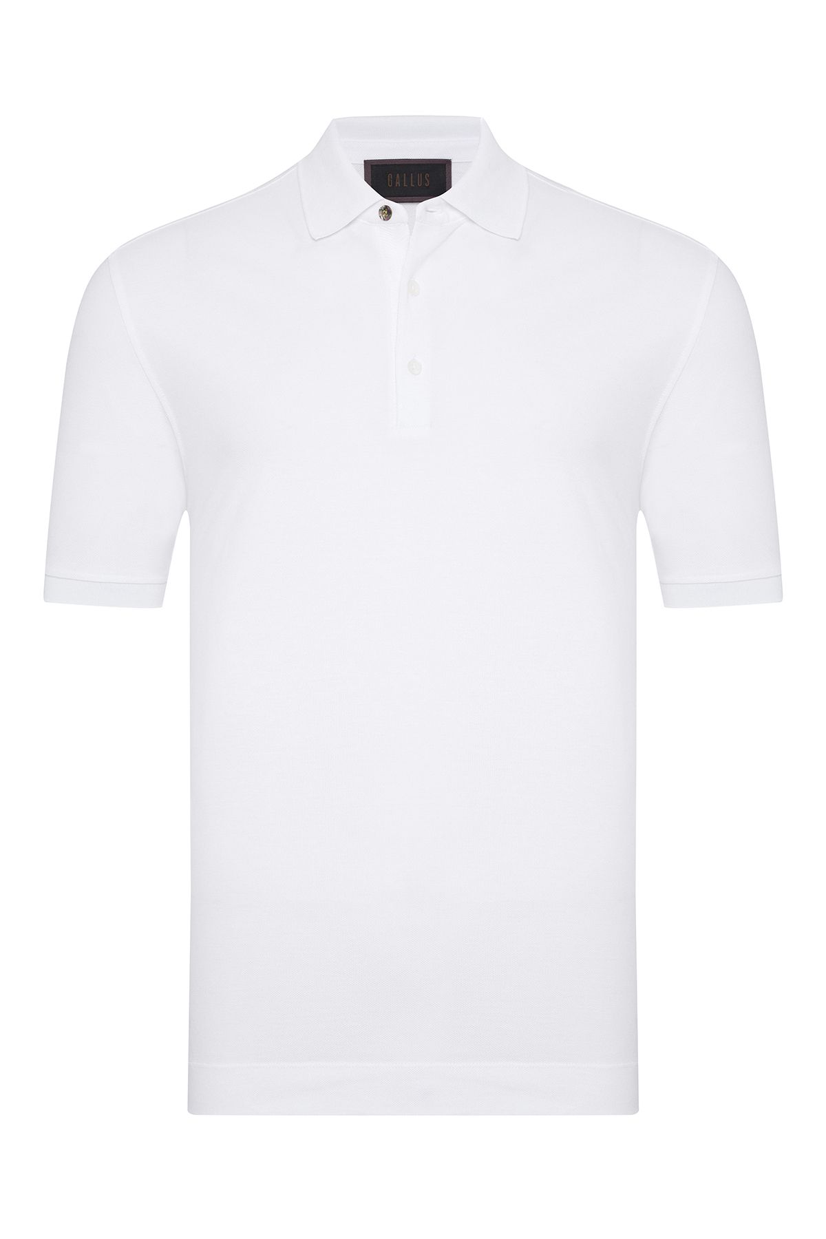 Gallus Beyaz Polo Yaka Pike Pamuk Regular Fit Tişört