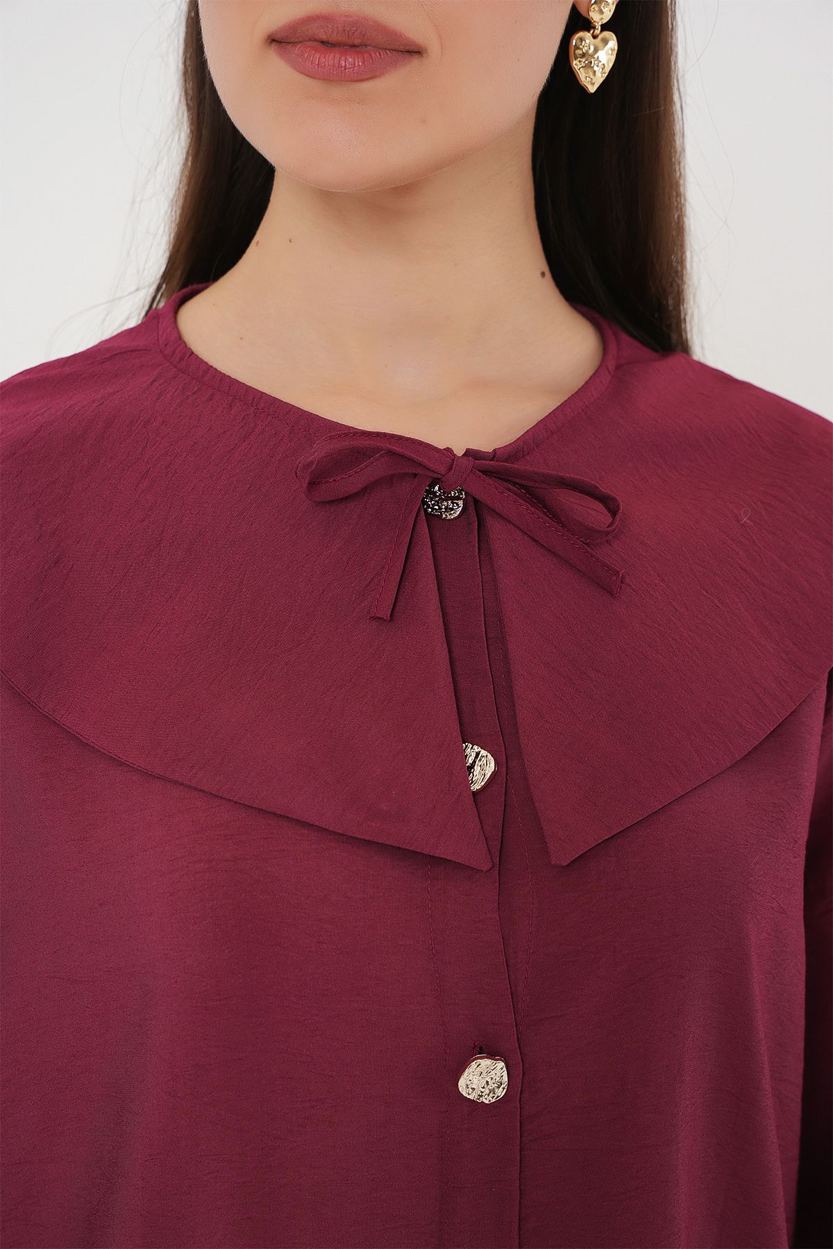 Bigdart-Γυναικείος γιακάς μωρού Long Tunic 5967 - Claret Red 5