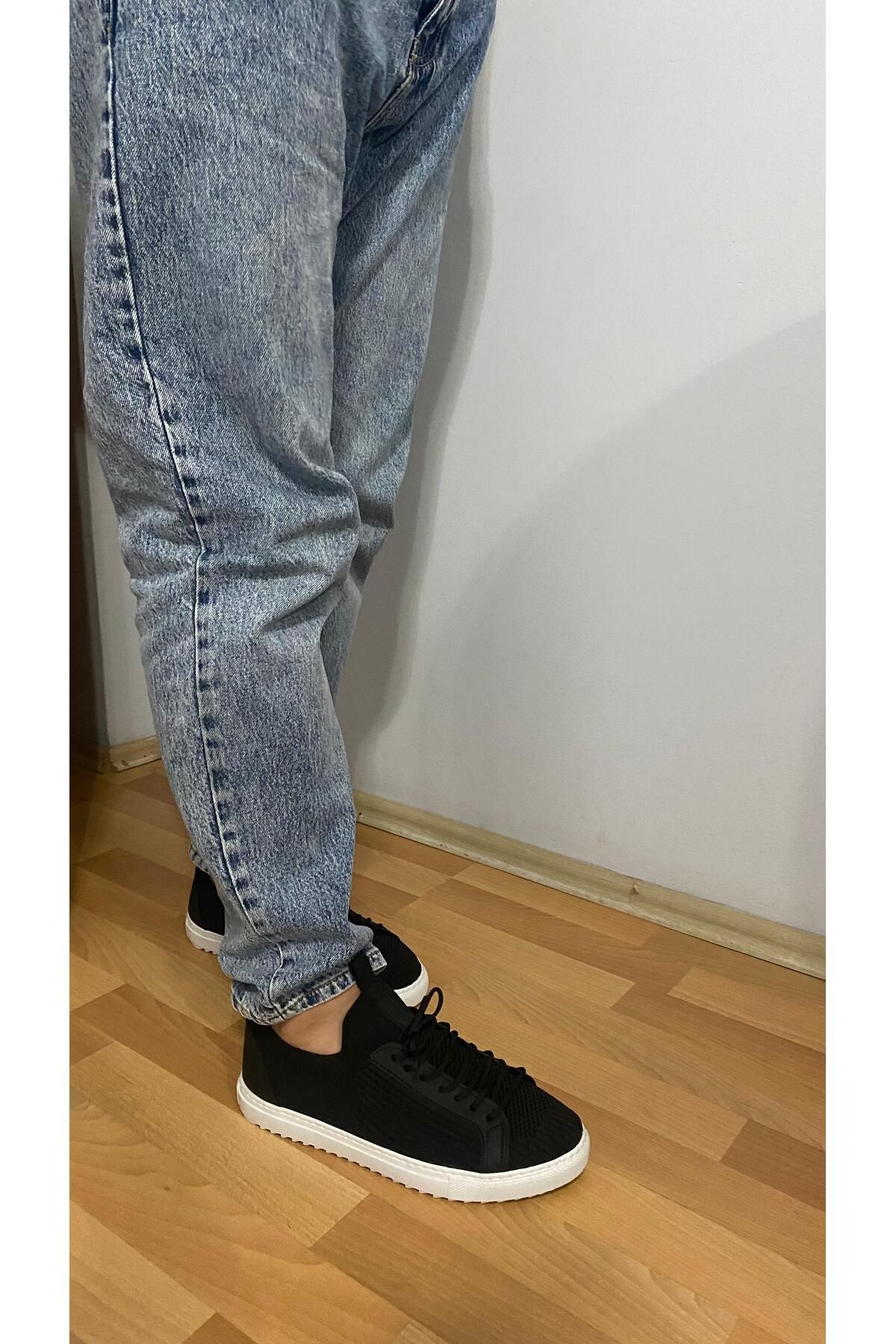 ÖZDE shoes ÖZDE Shoes ERKEK BAY TRİKO SİYAH BEYAZ ORTAPEDİK TABAN SEZON ULTRA RAHAT VE ESNEK AYAKKABI