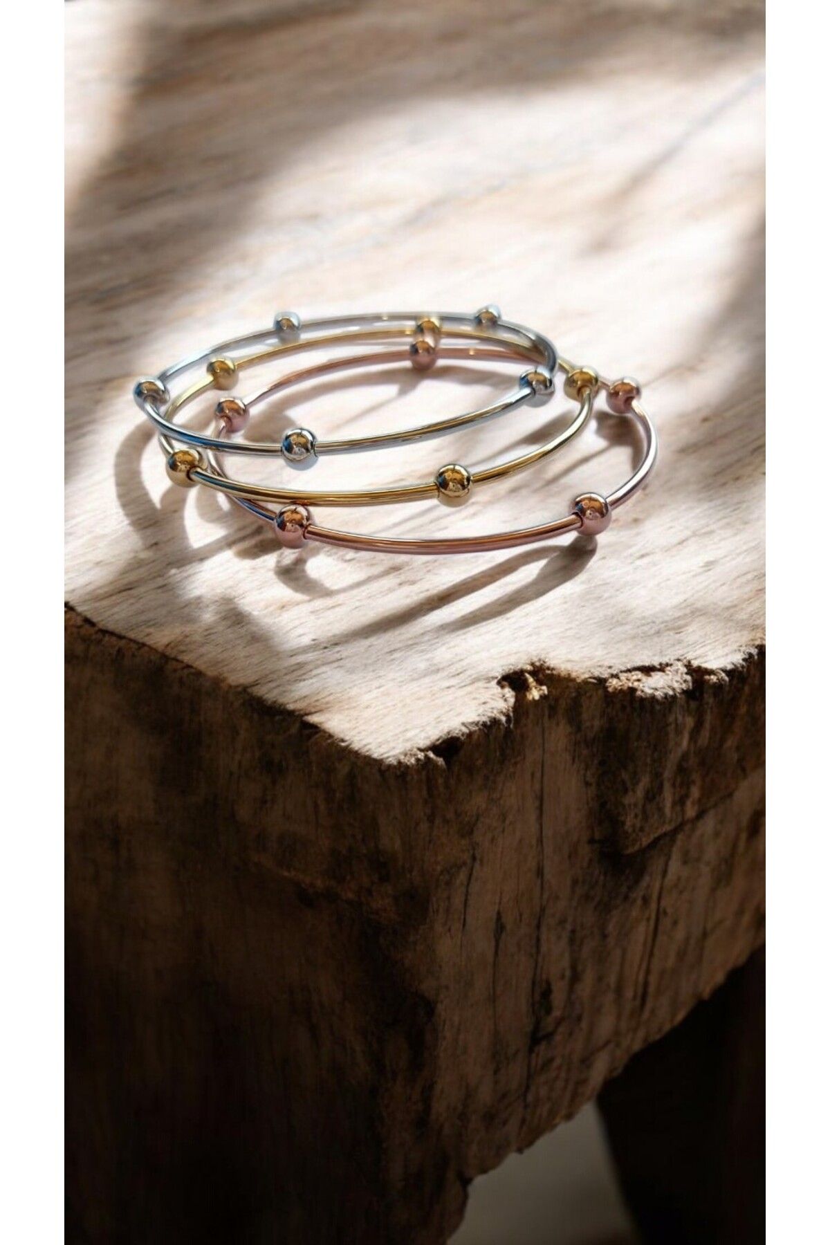 NOVA JEWELLERY 3'lü Dorika Top Detaylı Çok Renkli Çelik Kelepçe