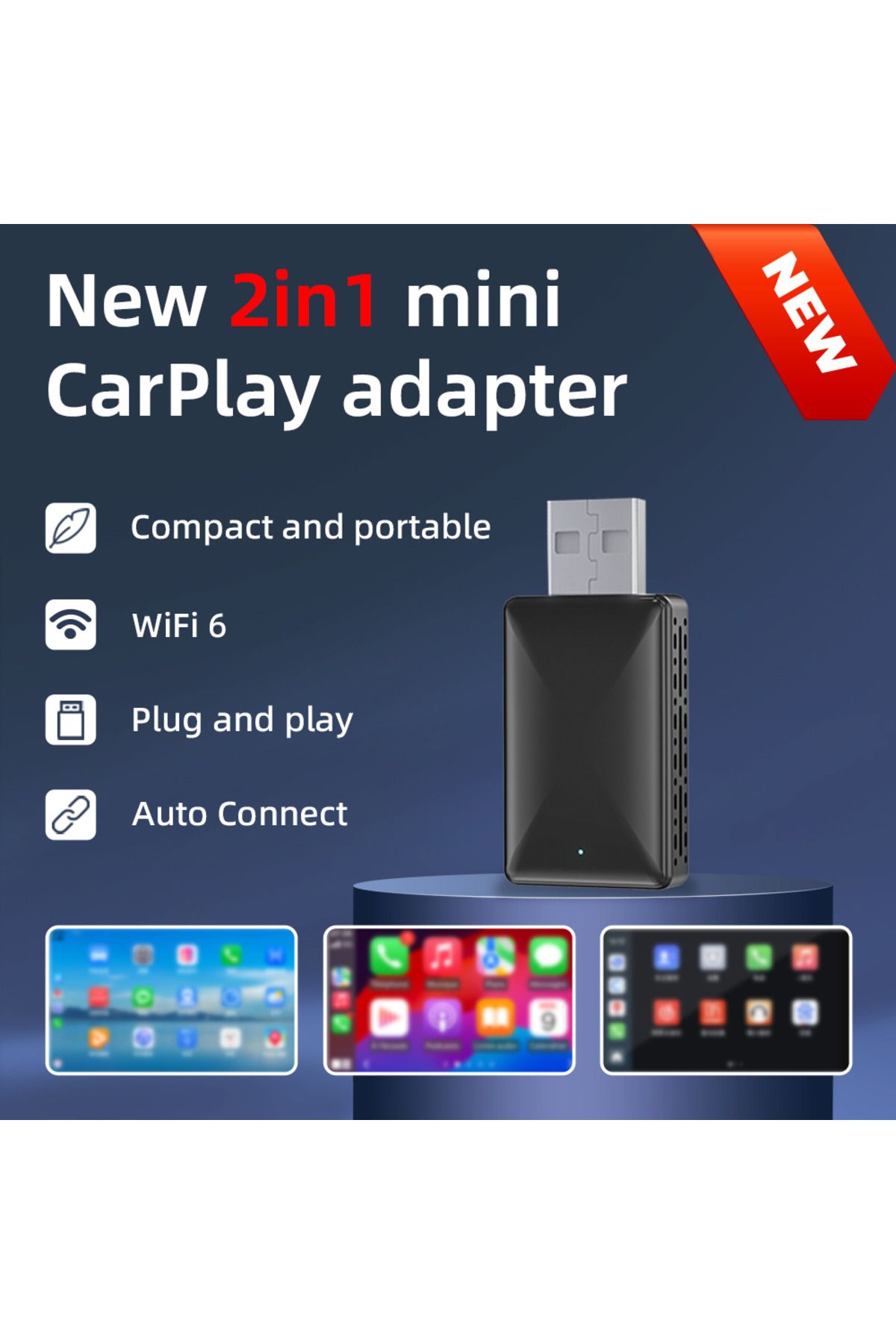 LUVLU-Carplay wireless adapter compatible with Iphone IOS 10+ and Android 11+, Wifi 6, BT 5.4, Plug&Play 4