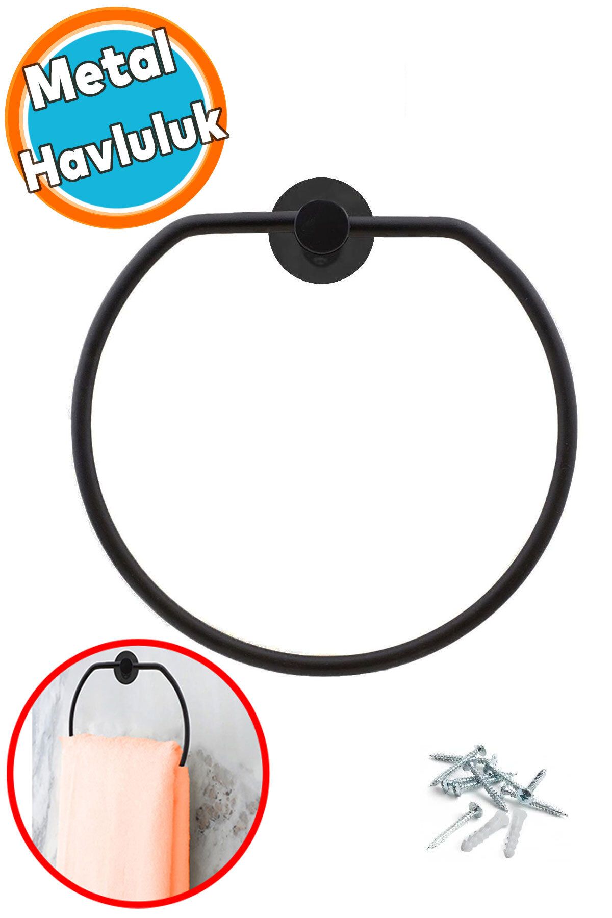 NZB Bez Havluluk Aparatı Lavabo Banyo Mutfak Bez Havlu Askısı Siyah Paslanmaz Vidalı Metal