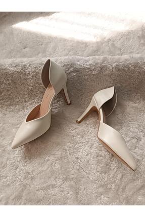 RUXENE LOTUS SİVRİ BURUN SEDEF STİLETTO 8CM GELİN AYAKKABISI