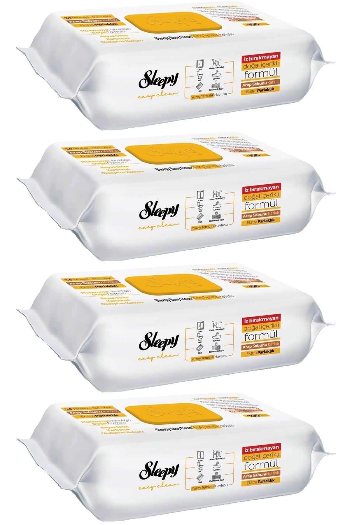 Sleepy Easy Clean Yüzey Temizlik Havlusu 100 Yaprak Arap Sabunlu Plstk Kapak (4 Lü Set) 400 Yaprak