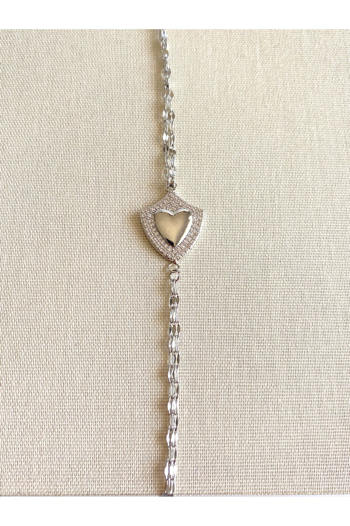 FIERA JEWELRY Gümüş Renk Kalp Detay Çelik Şahmeran