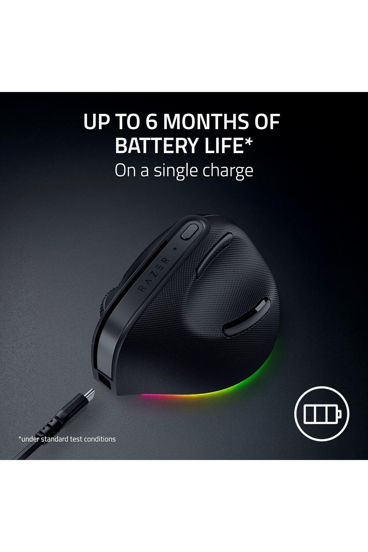 RAZER-Pro Click V2 Vertical Right-handed Vertical Ergonomic Wireless Mouse - Black 5