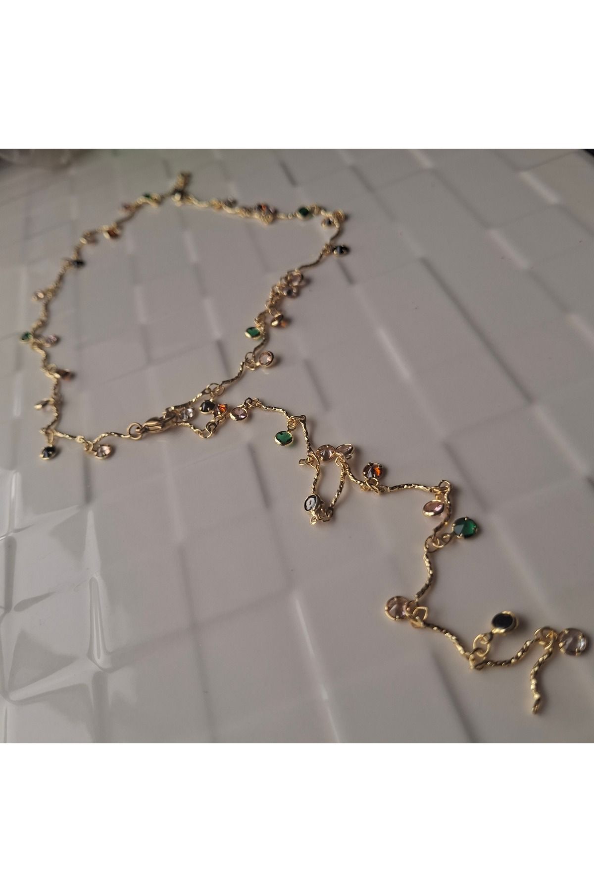 azra takı tasarım Y' Kolye el yapımı,zirkon taşlı ,çoklu kullanım kadın kolye