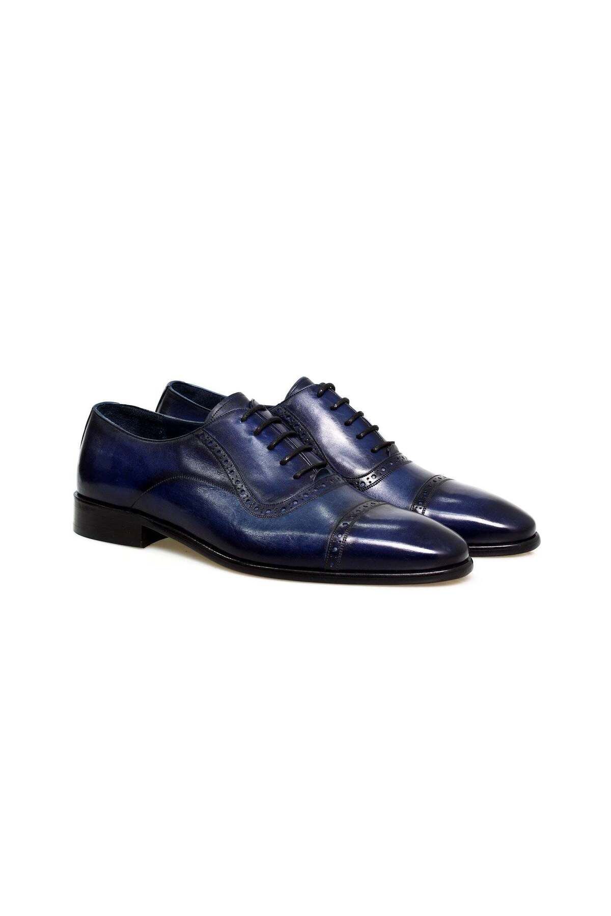 Butik SAX MAVİSİ RENK BAĞCIKLI HAKİKİ DERİ ERKEK AYAKKABI