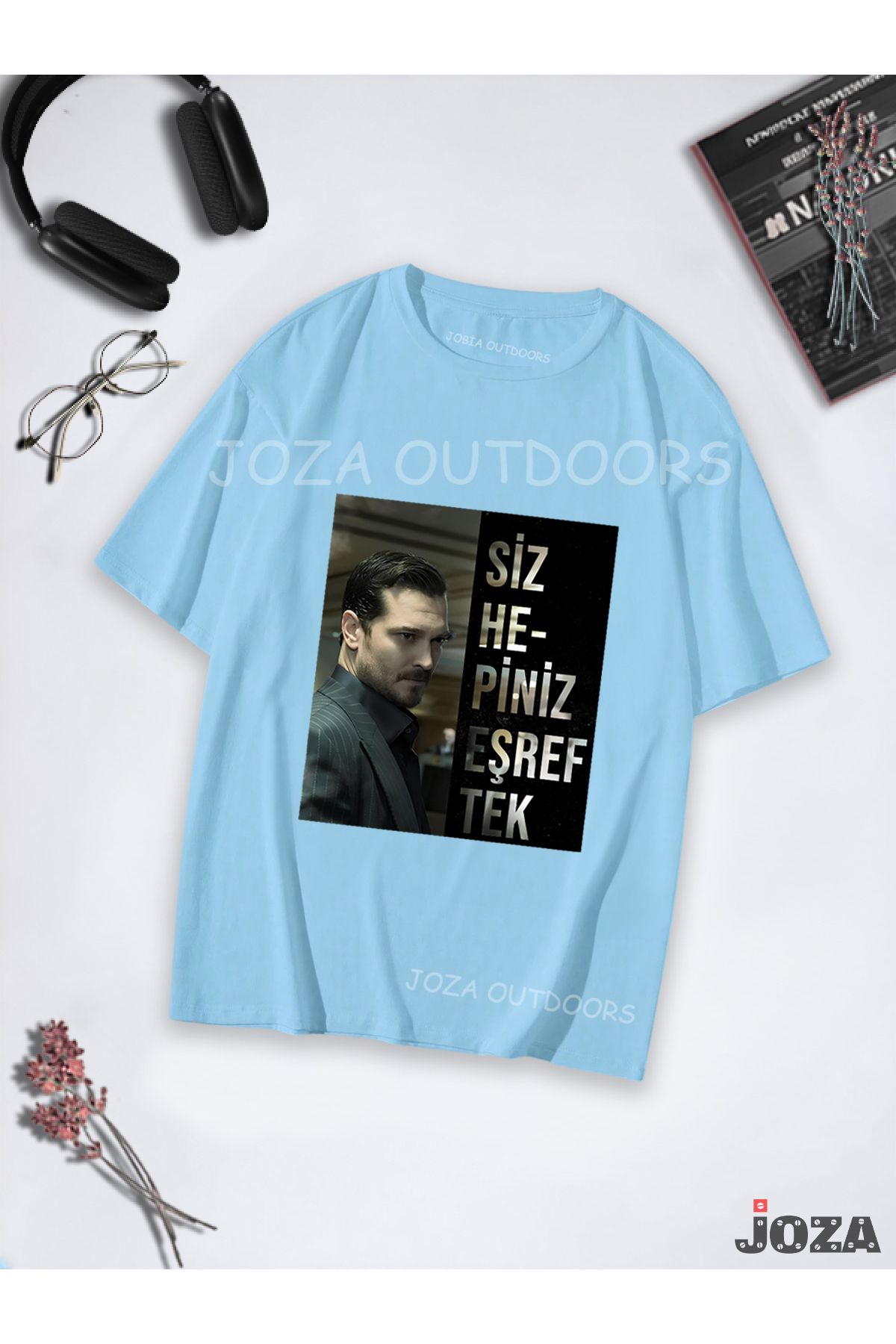 Joza Outdoors Kadın Erkek Unisex Eşref Rüya 'Eşref Tek' Tasarım Baskılı Oversize Bol Kesim Tekli Renkli T-shirt