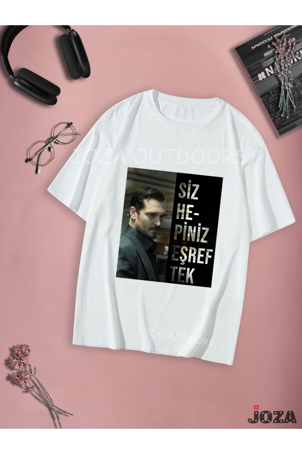 Joza Outdoors Kadın Erkek Unisex Eşref Rüya 'Eşref Tek' Tasarım Baskılı Oversize Bol Kesim Tekli Renkli T-shirt