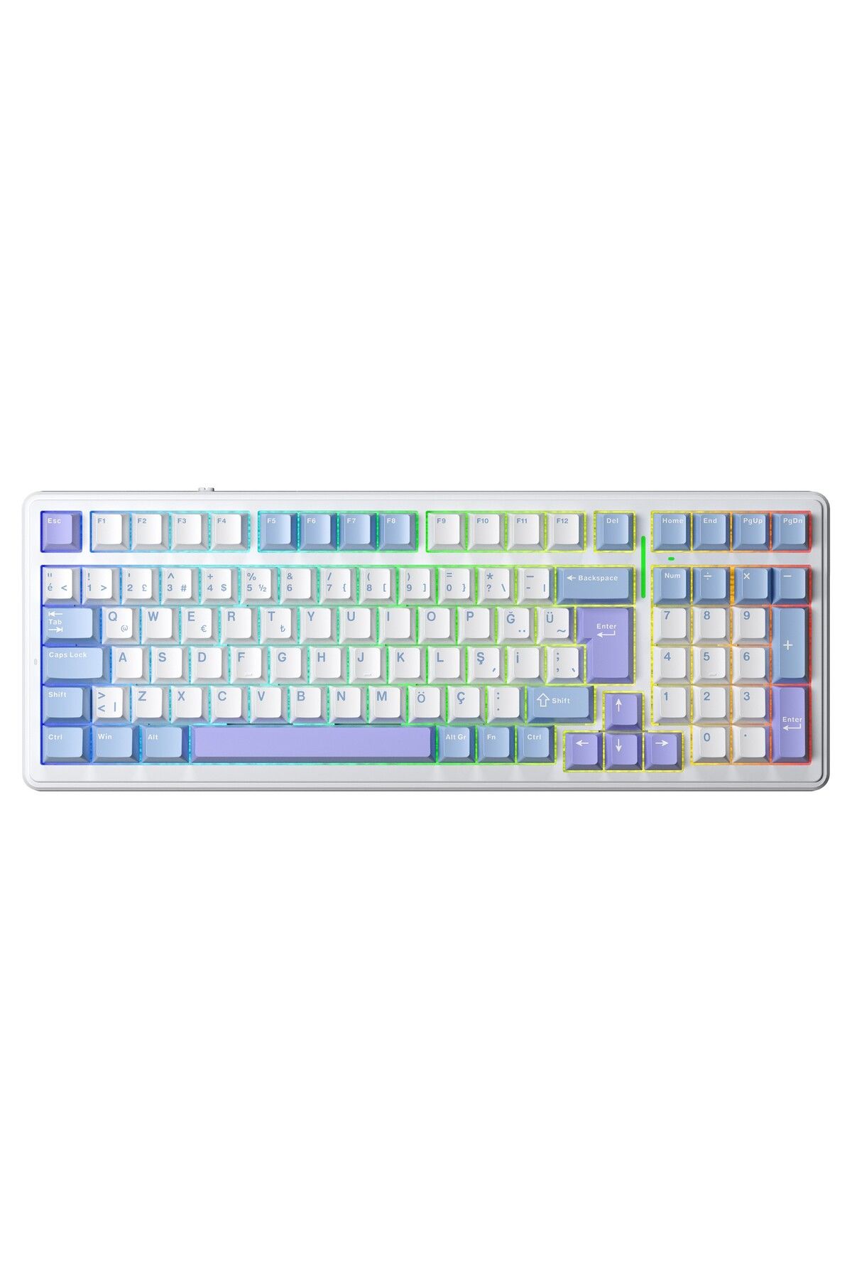 Aula F99 Mekanik RGB GrayWood V4 Switch 3 Modlu Kablosuz Makrolu Hot Swap Türkçe Q Klavye Mavi