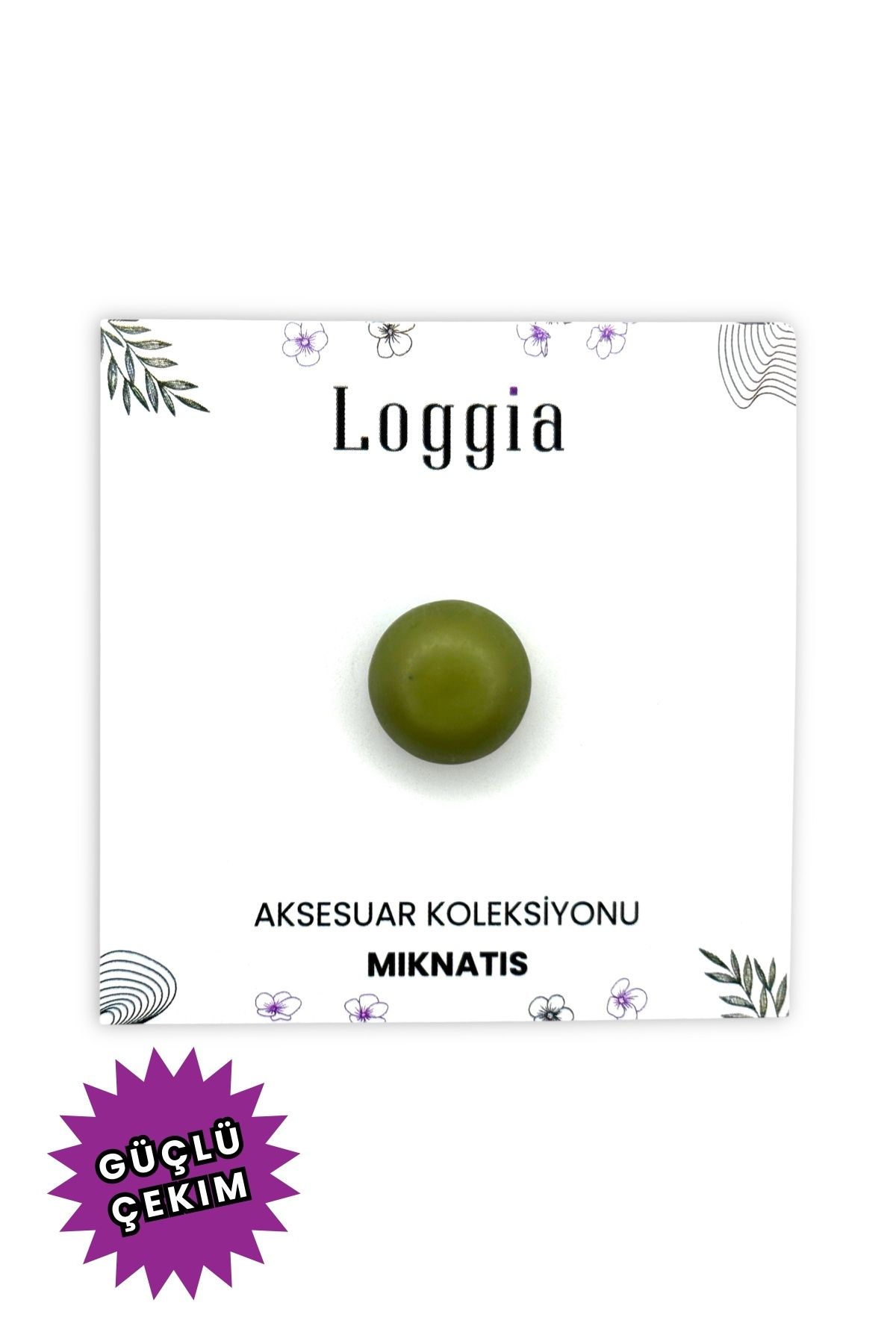 Loggia Eşarp Ve Şal Mıknatısı Soft Haki Yeşil Renk - Başörtü Tutucu Kadın Tesettür Aksesuar Mıknatıs