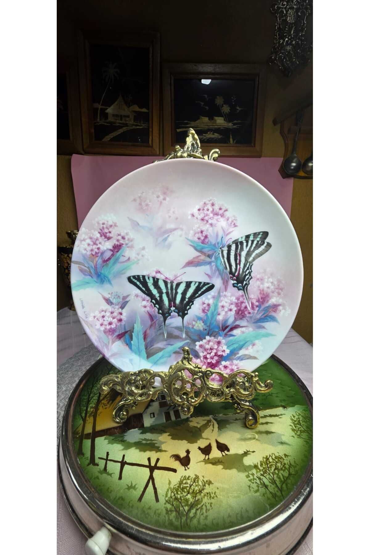 SELTMANN Fine China Porselen Lena Liu İmzalı Kelebek Desenli Duvar Tabagı Serisi 23 cm