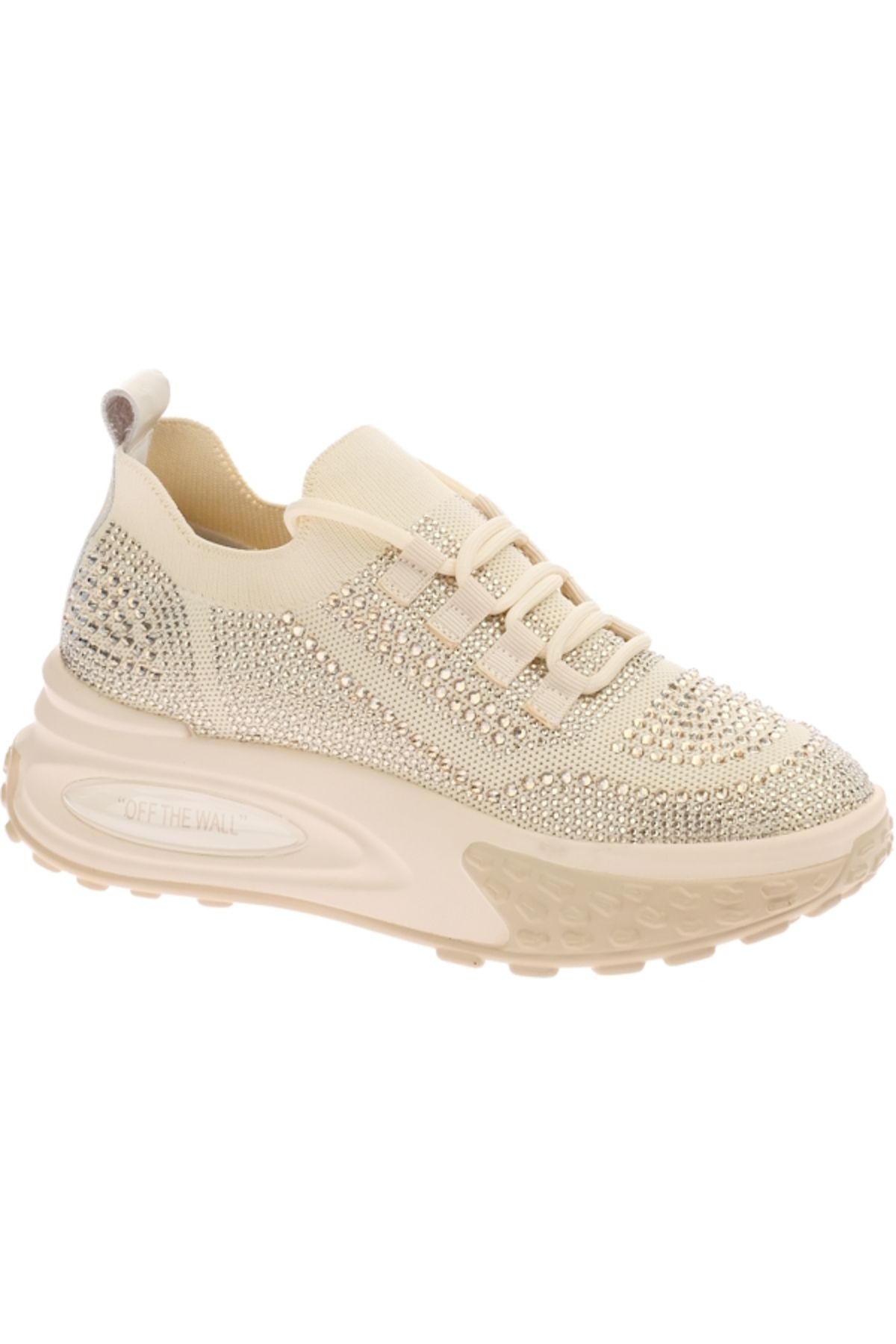 Voyager V25YA-B029 Bej Triko Taşlı Kadın Sneaker Ayakkabı