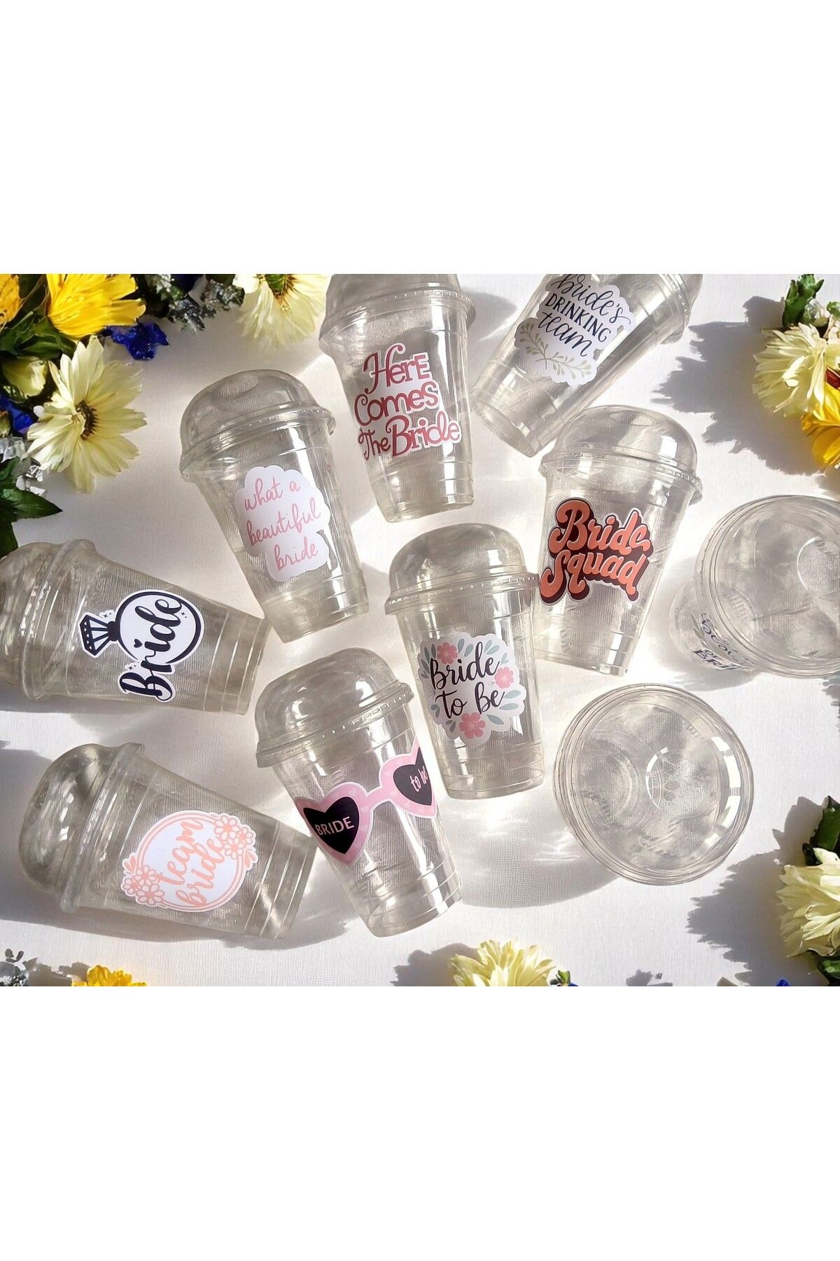 Armada 10 Ad Bride To Be Bekarlığa Veda Temalı 400cc Delikli Kapaklı Plastik Limonata Milkshake Bardağı