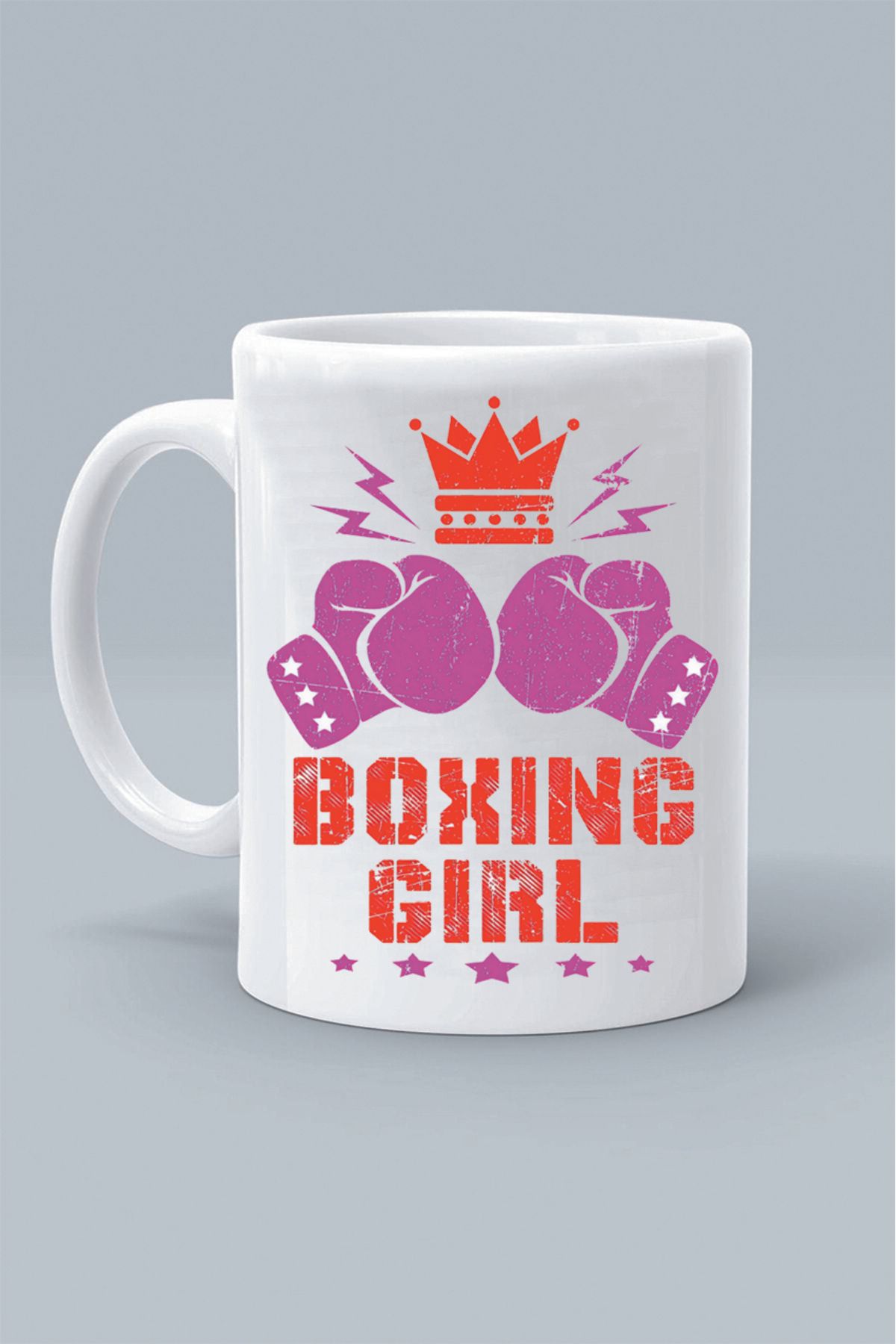 Olympus plus BOXING GIRL BOKSÖR KIZ SPOR ELDİVEN KRALIÇE TASARIM BASKILI BEYAZ KLASİK KUPA BARDAK
