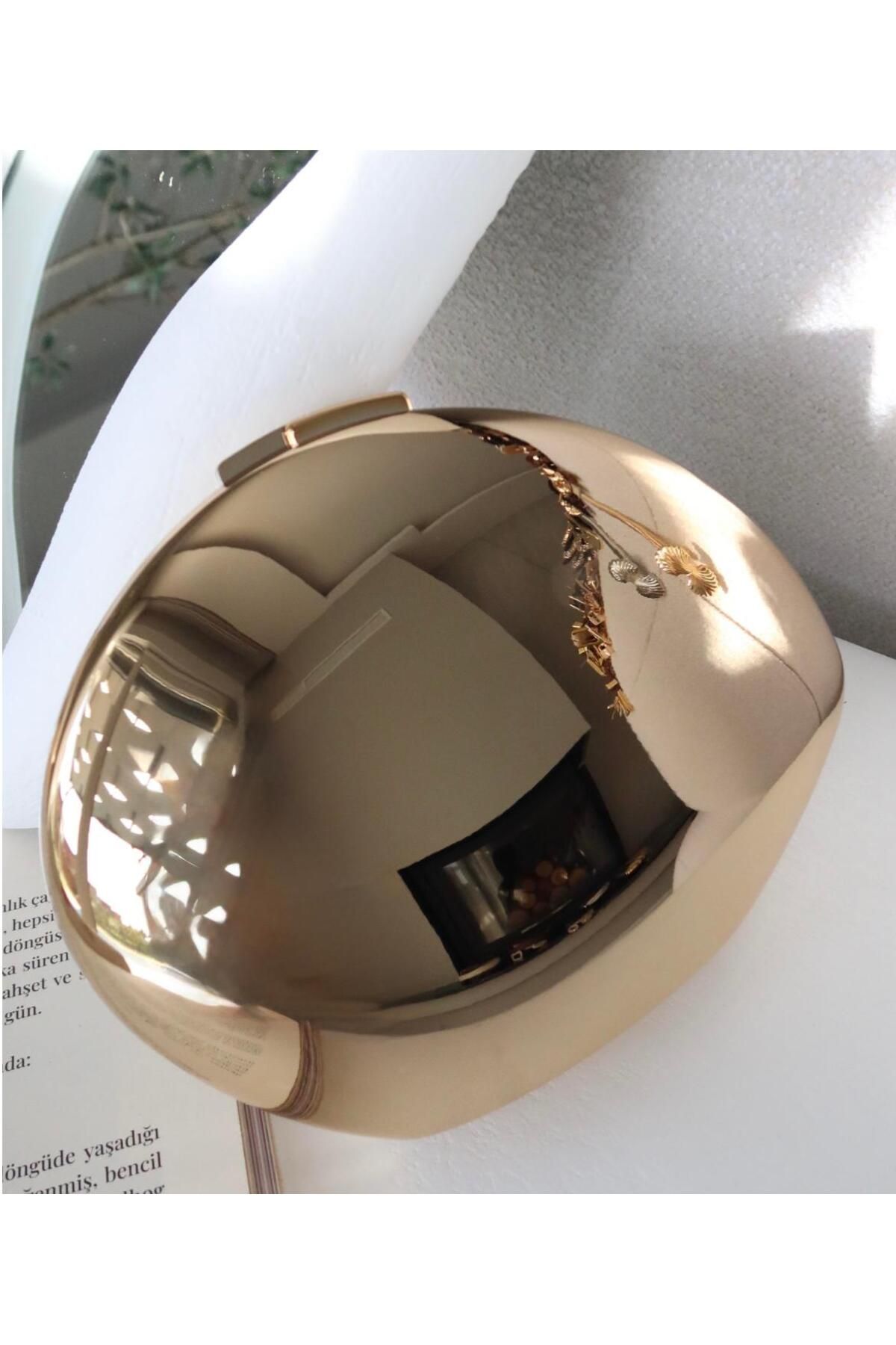afran collection damla model gold zincirli omuz ve el çantası
