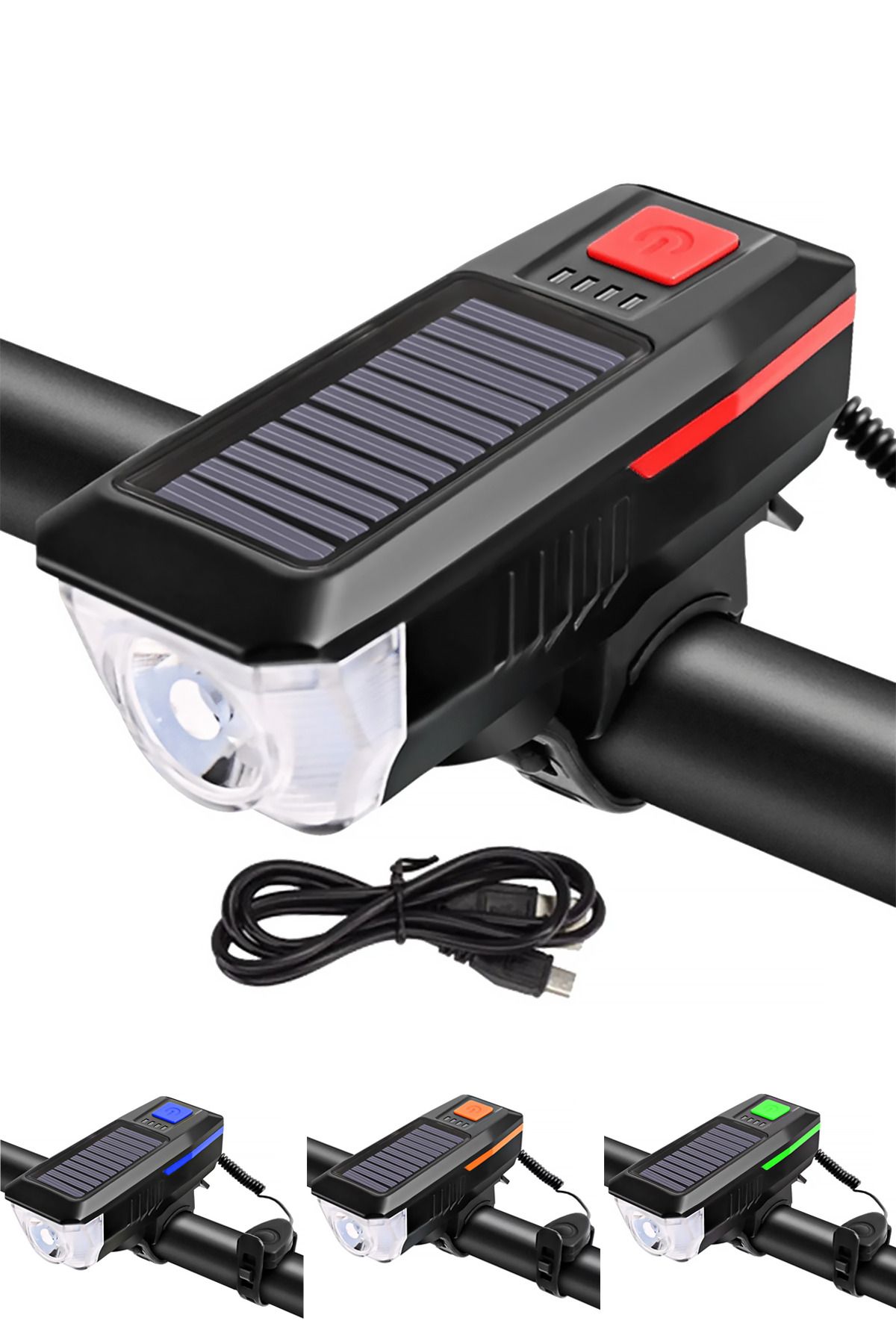 NOYİSKA USB Şarjlı Led Işıklı Su Geçirmez Bisiklet Scooter Moped Farı Feneri Yeni Nesil Ön Far