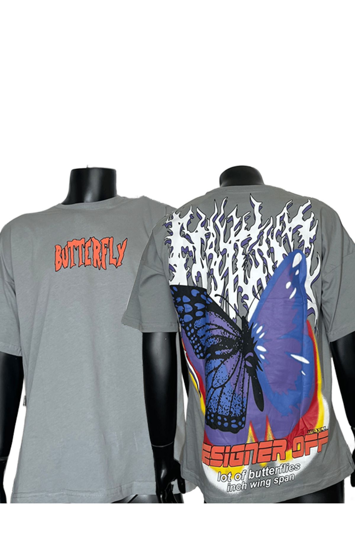 Gun-The Butterfly Önlü Arkalı Kelebek Baskılı Tişört