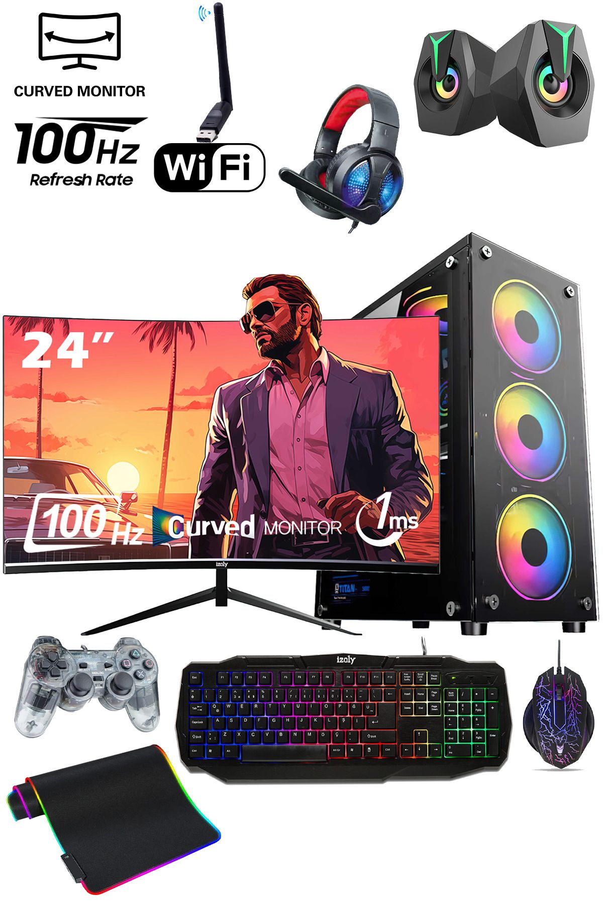 IZOLY Artek Roblox İ5-3470 16GB 256GB SSD 1TB HDD GT 740 4GB 24" Oyuncu Masaüstü Bilgisayar