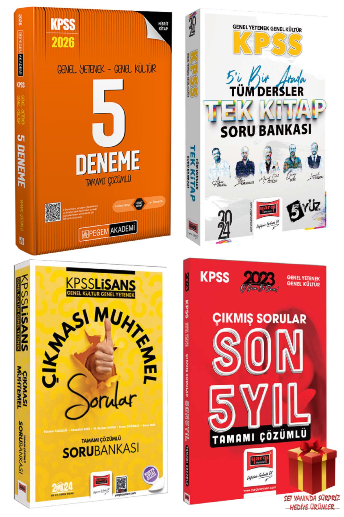 Pegem Akademi Yayıncılık 2026 Pegem KPSS 5 Deneme+Yargı GYGK Soru Bankası+Çıkması Muhtemel+Çıkmış Sorular+Hediye