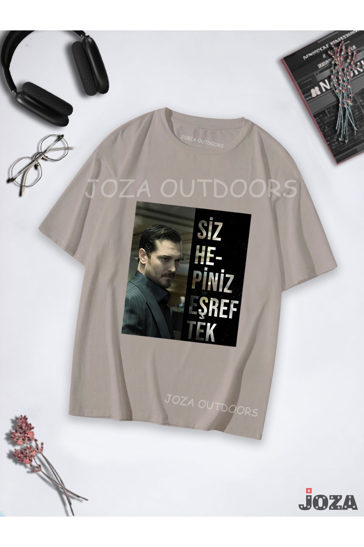 Joza Outdoors Kadın Erkek Unisex Eşref Rüya 'Eşref Tek' Tasarım Baskılı Oversize Bol Kesim Tekli Renkli T-shirt