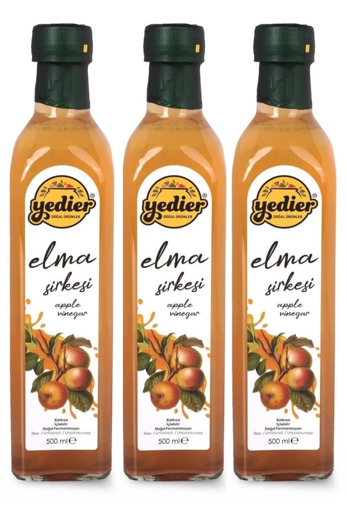 Yedier Elma Sirkesi 500 ml X 3 Adet