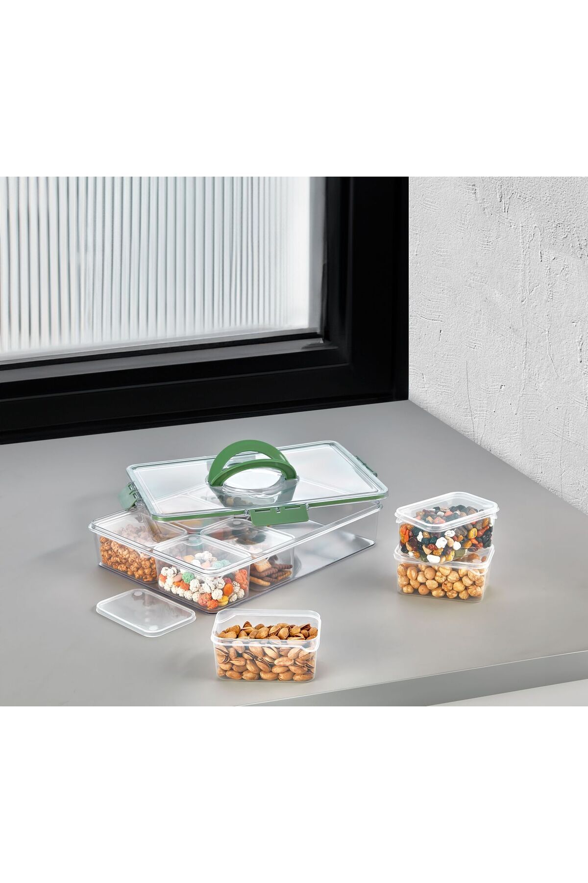 Comprox-8 Compartments Lock Lid Portable Storage Container Breakfast Organizer Picnic Set Food Box 2Pcs 2