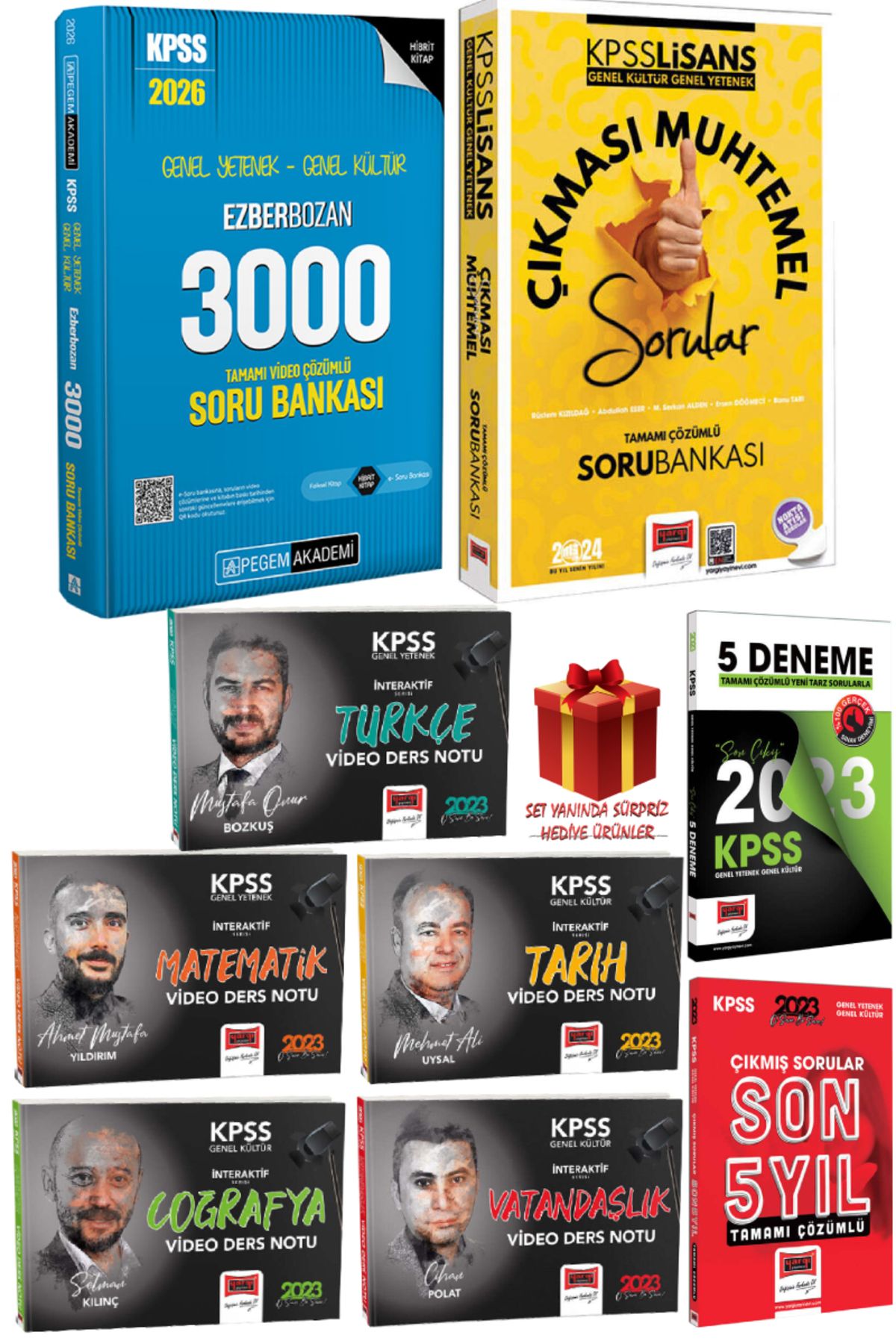 Pegem Akademi Yayıncılık 2026 Pegem KPSS Ezberbozan 3000 Soru Bankası+Yargı KPSS Video Ders Notu Seti+Deneme+Çıkmış Soru