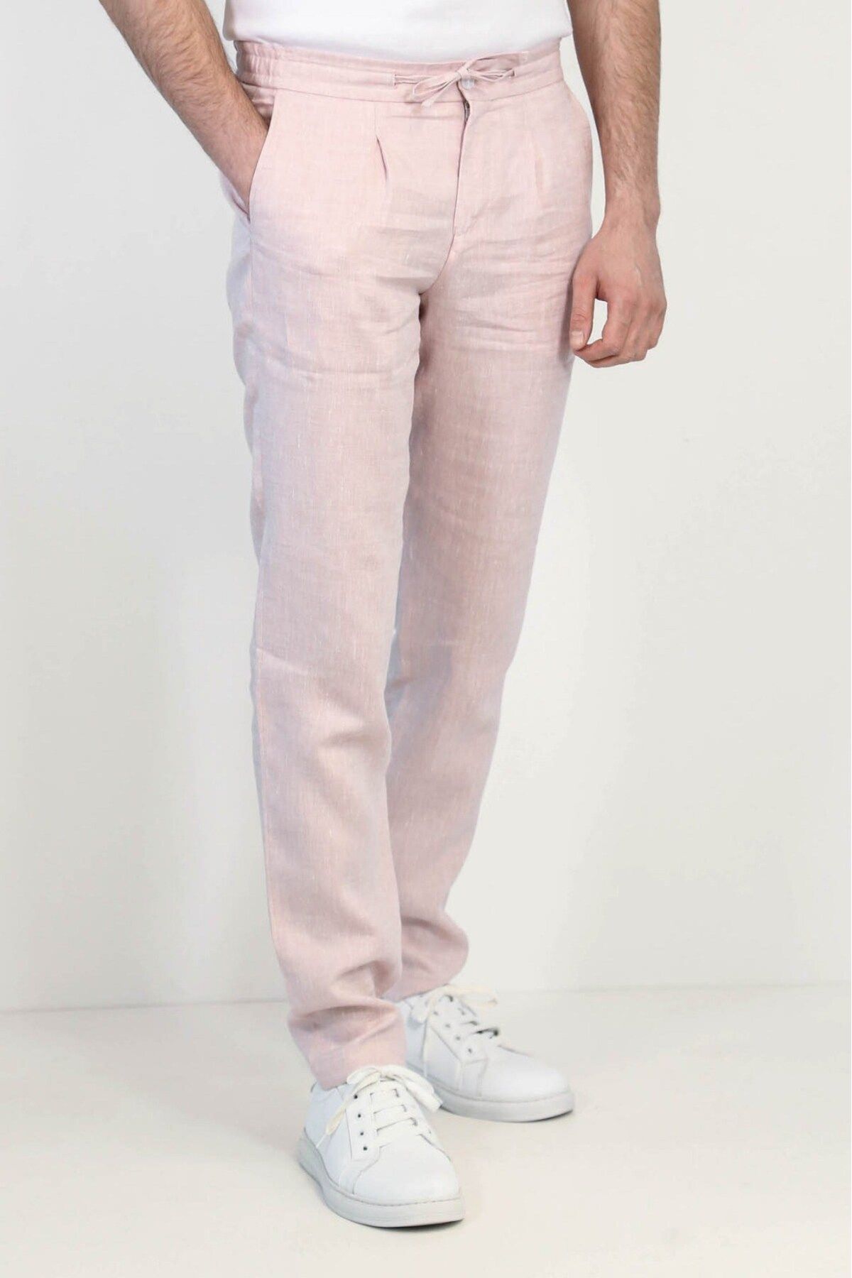 Velvarde KETEN JOGGER+İPLİ LASTLİKLİ PANT. A.PEMBE