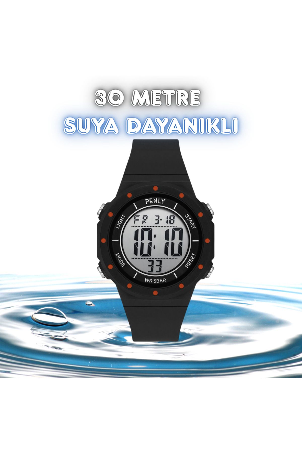 Penly Dijital Saat 356-11 50 Metre Su Geçmez Turuncu + Işıklı + Kronometreli + Alarmlı