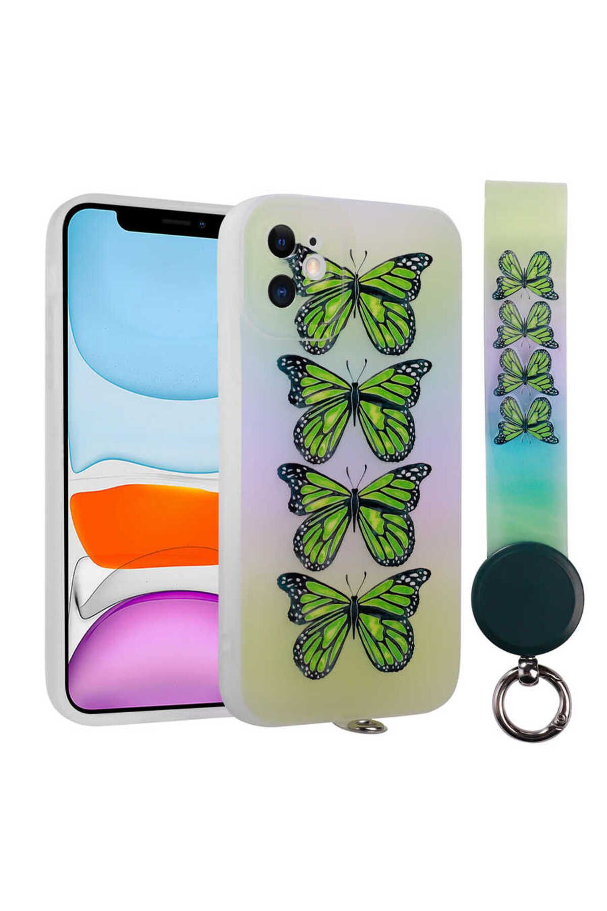 System Com iPhone 11 Uyumlu Desenli El Askılı İpli SYS Arte Silikon Kılıf-NO4