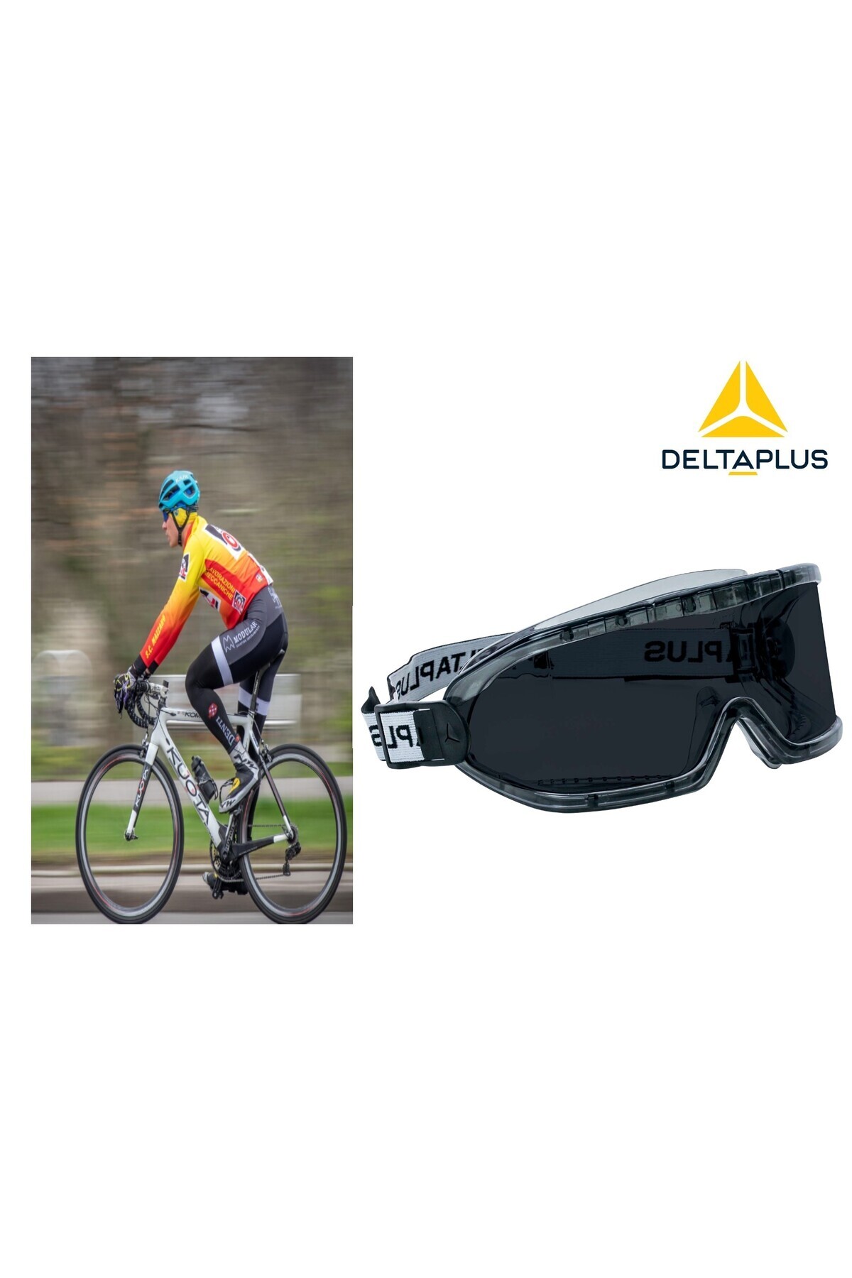 Delta Plus Tam Kapalı Havalandırmalı Antifog Füme Lens Bisikletçi Gözlüğü AM-AS-UV400