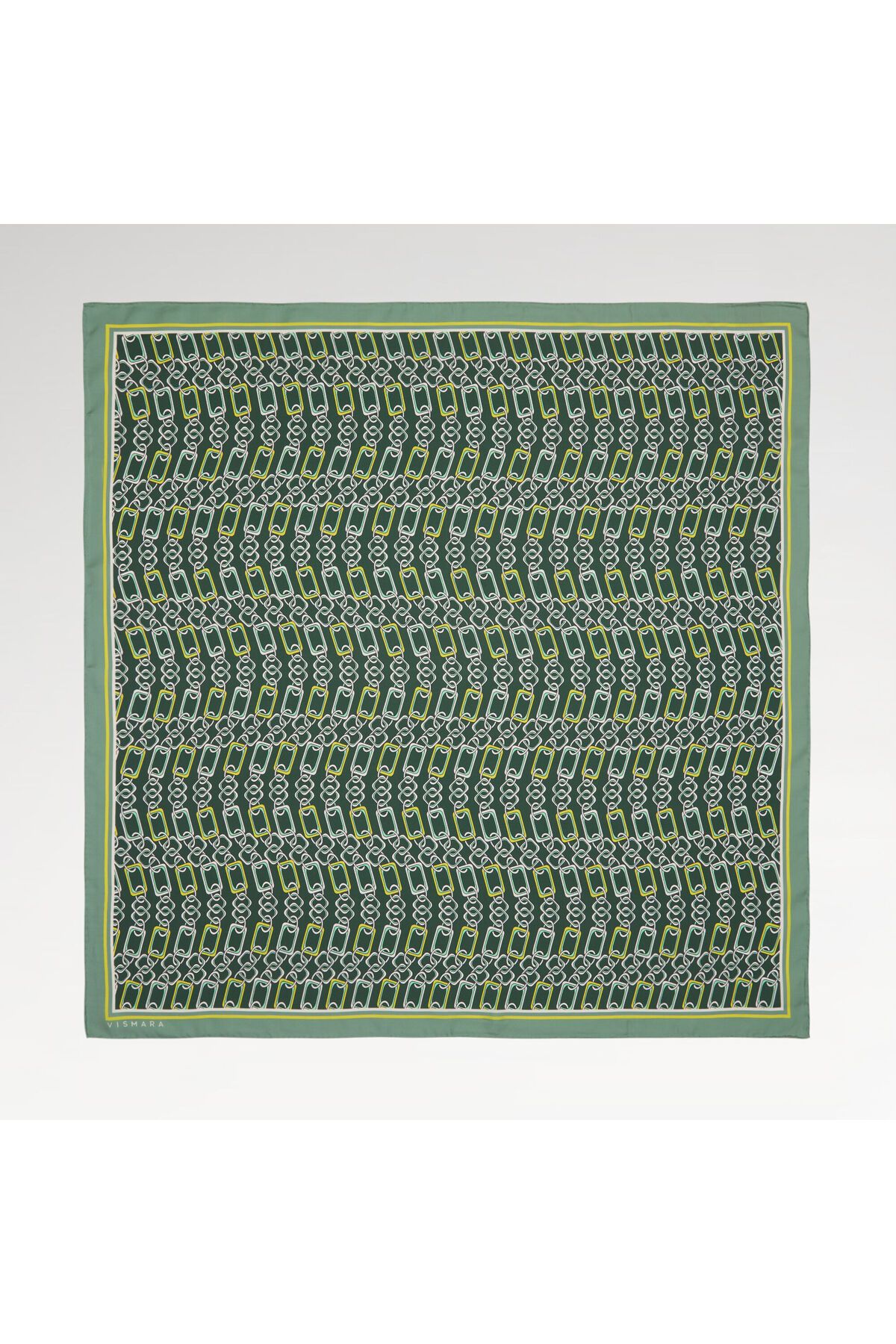 Vismara Yeşil Modern Zincir Desen Twill İpek Eşarp