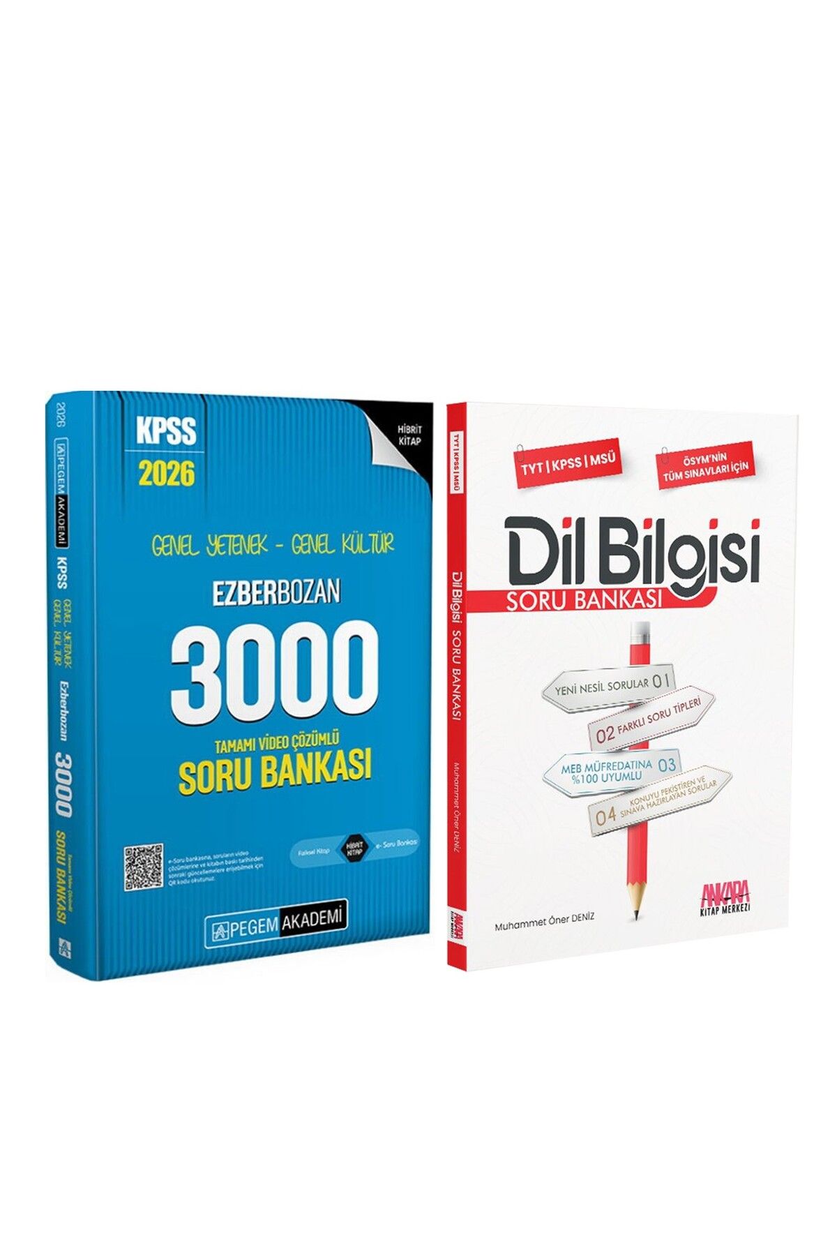 Ankara Kitap Merkezi Pegem 2026 KPSS GY GK Ezberbozan 3000 ve AKM Dil Bilgisi Soru Bankası Seti 2 Kitap