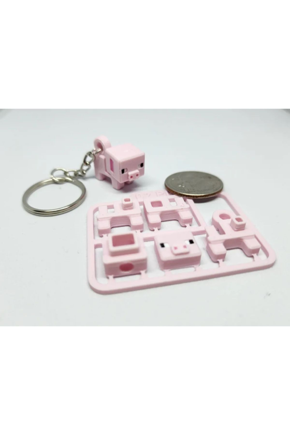 NOMOTHETIC Minecraft Esinli Mini Domuz Figür ve Anahtarlık Seti