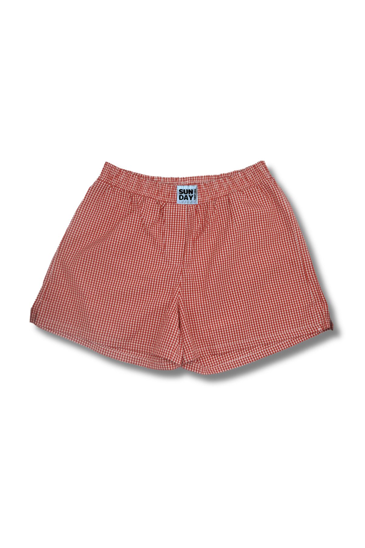 SUNDAY THE LABEL KIRMIZI PÖTİKARE BOXER SHORT