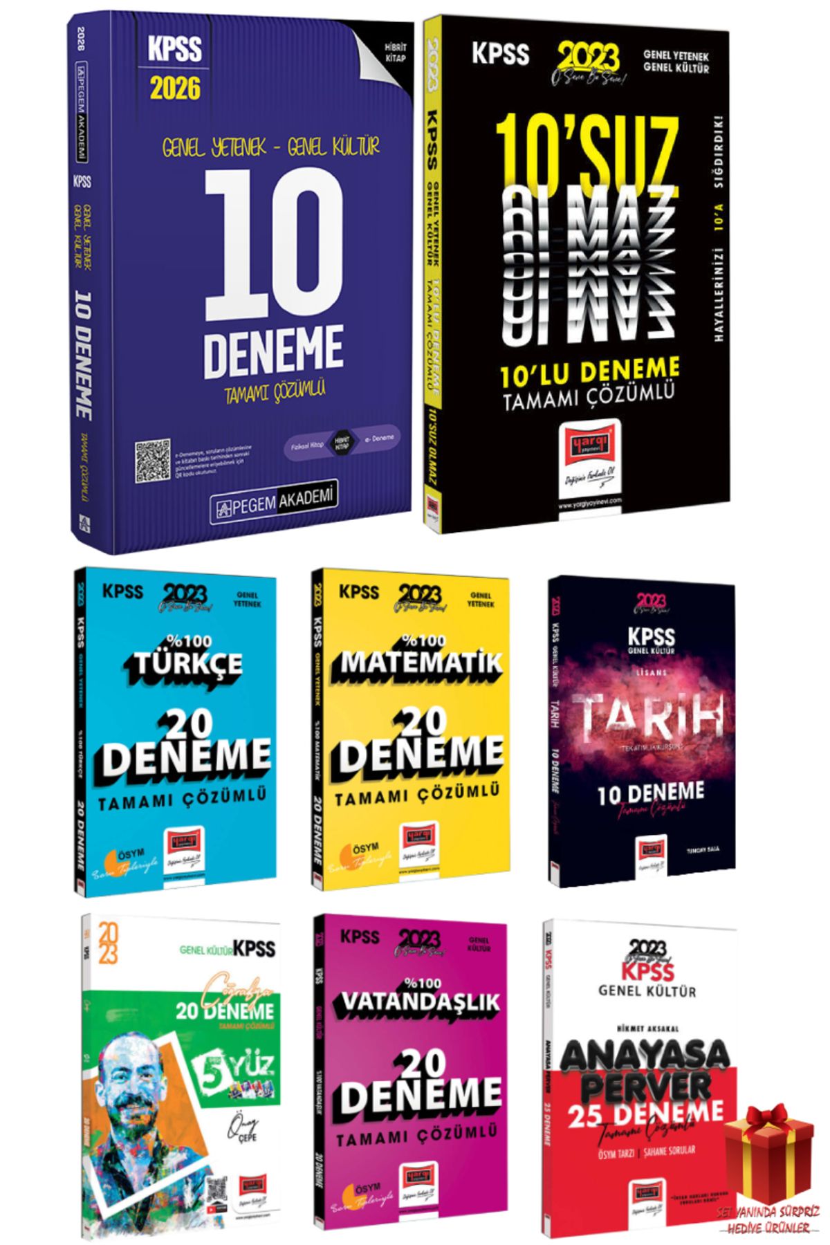 Pegem Akademi Yayıncılık 2026 Pegem KPSS 10 Deneme+Yargı GYGK 10 Deneme+GYGK Deneme Seti+Hediye