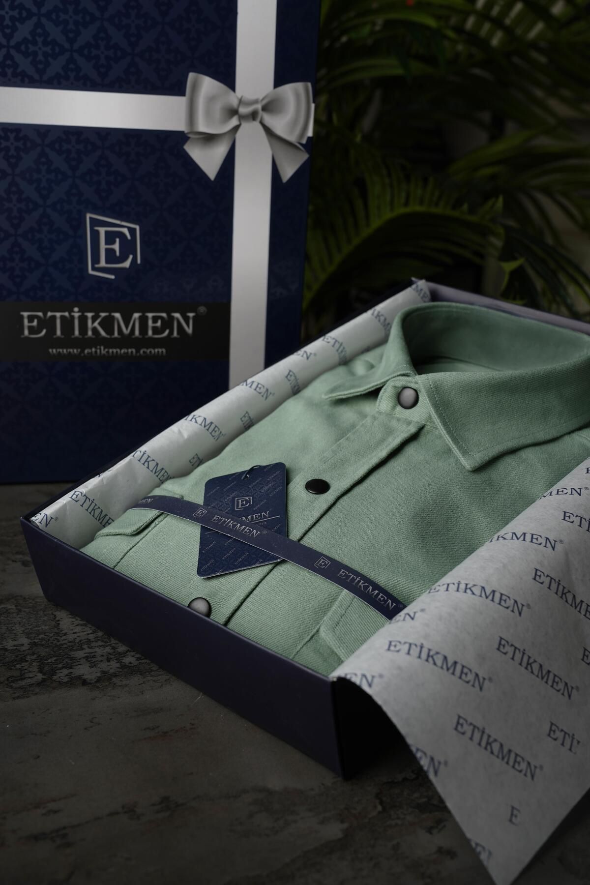 Etikmen-Aqua Green Slimfit Real Jeans Herrenhemd 4