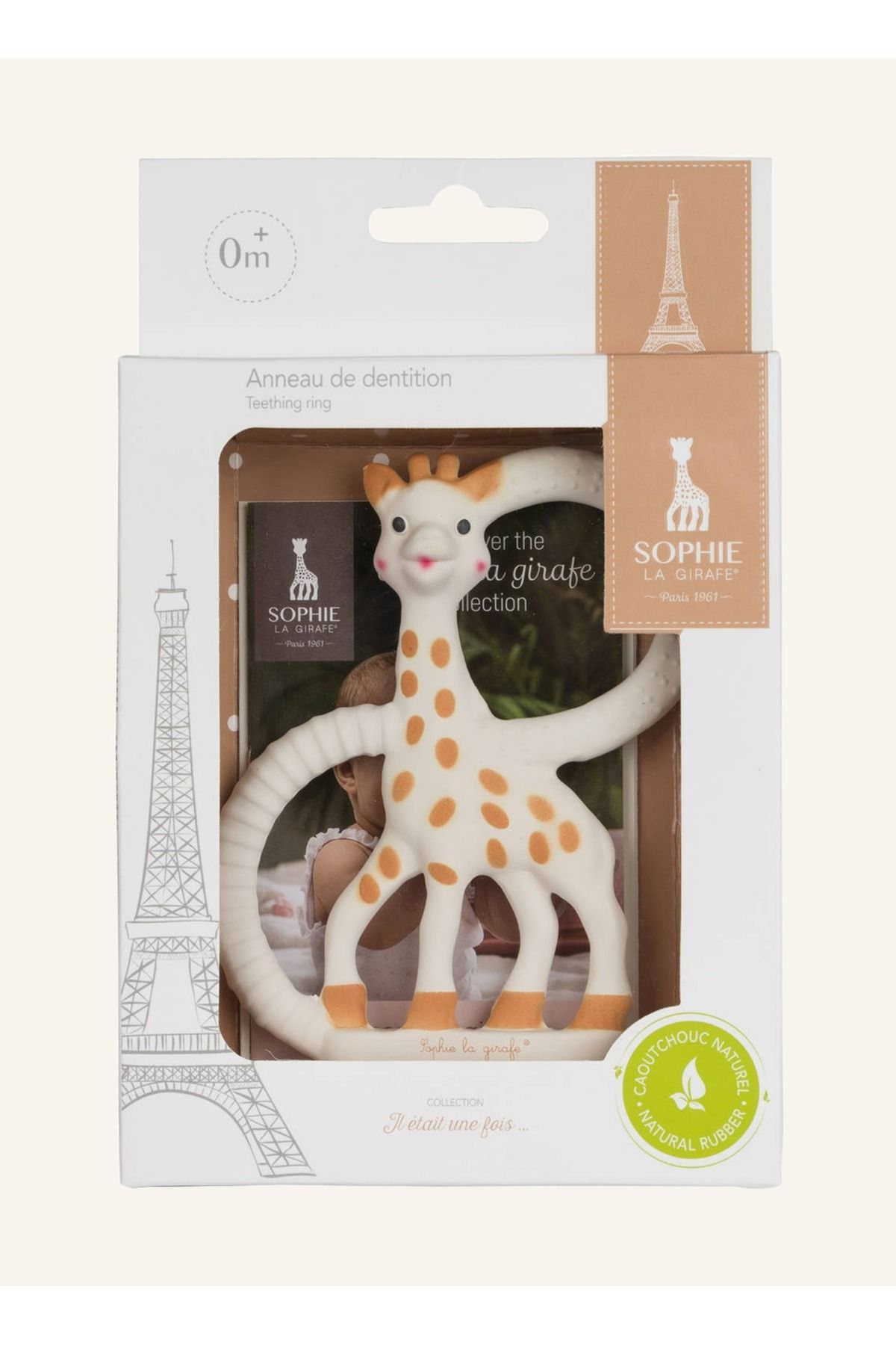 Sophie La Girafe Bebek Diş Kaşıyıcı, 11,5 cm Doğal Kauçuk, Oluklu Yüzeyli, Çift Halka Tasarımlı