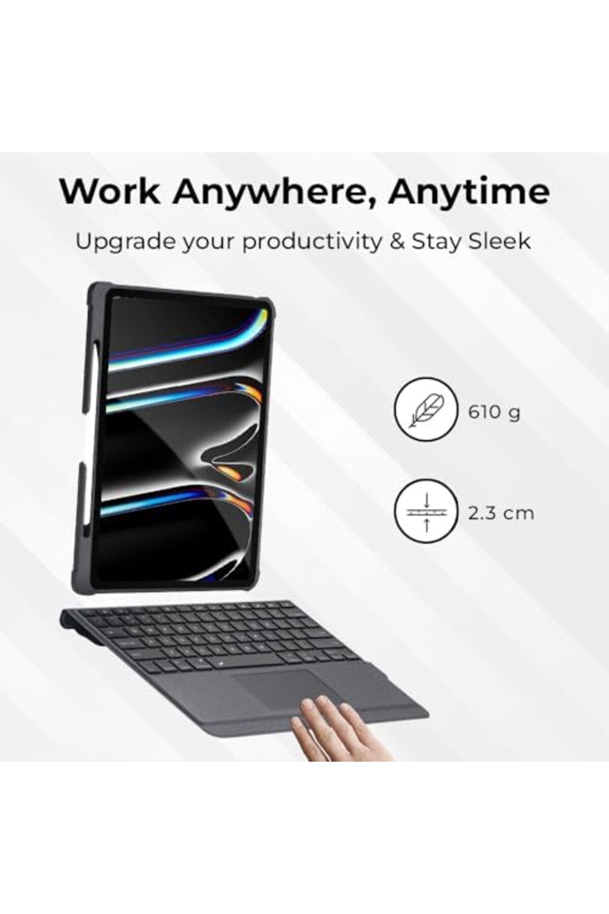 Glassology-جهاز iPad Pro مقاس 12.9 بوصة (2018–2021) Folio، ولوحة مفاتيح ولوحة تتبع قابلة للفصل، وثنائي اللغة، مع واقي شاشة. 8