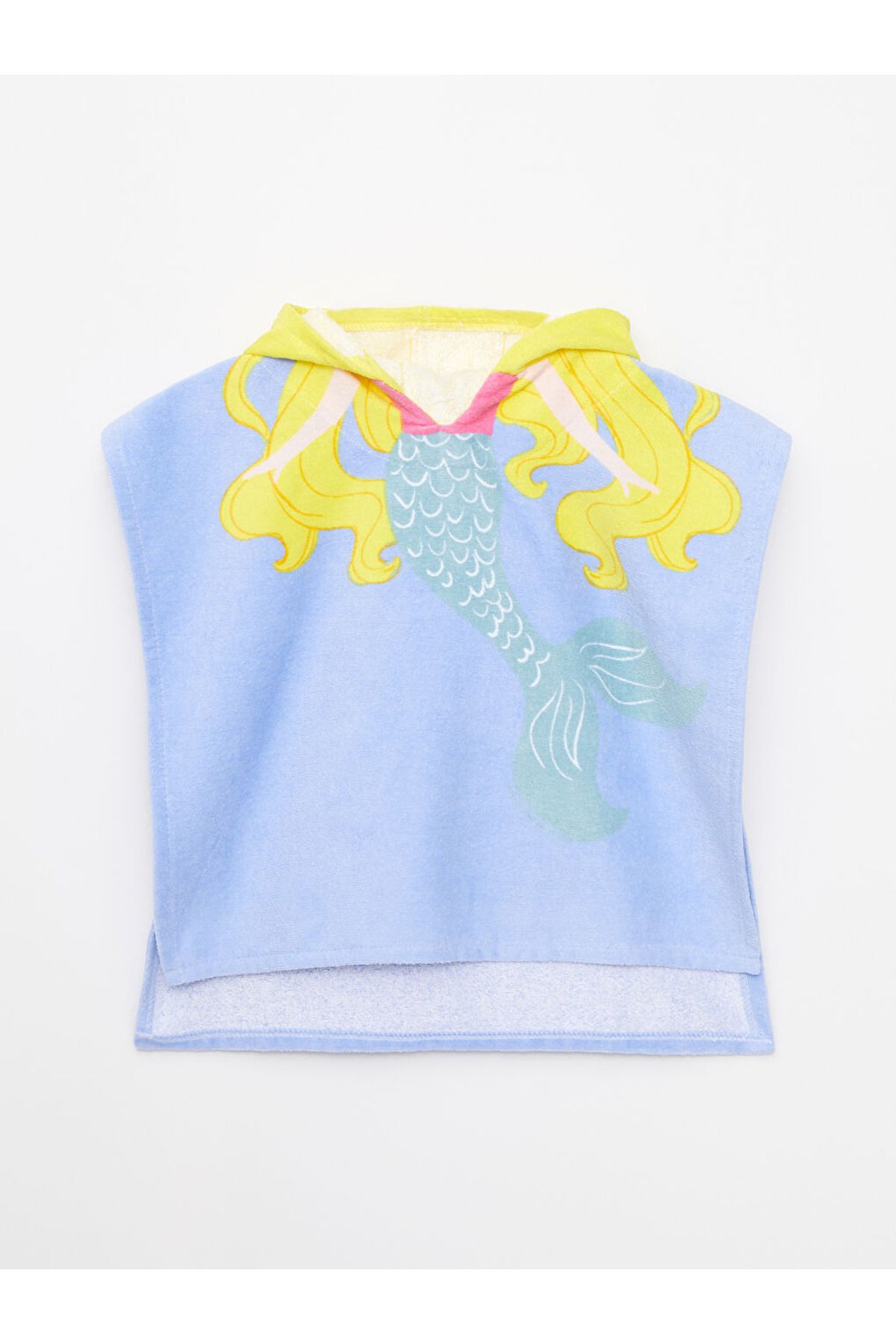 LC Waikiki Lcw Baby Mavi Kapüşonlu Desenli Pamuklu Kız Bebek Panço Havlu
